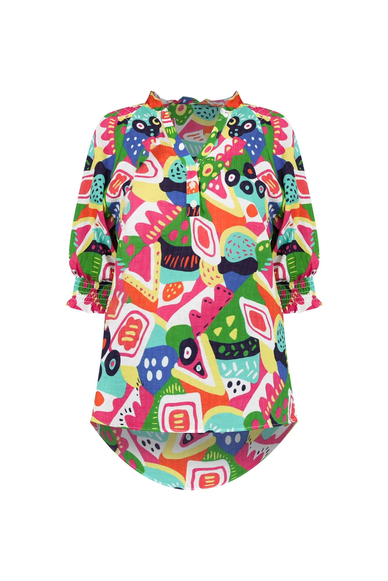 Shelley Green Abstract Cotton Top