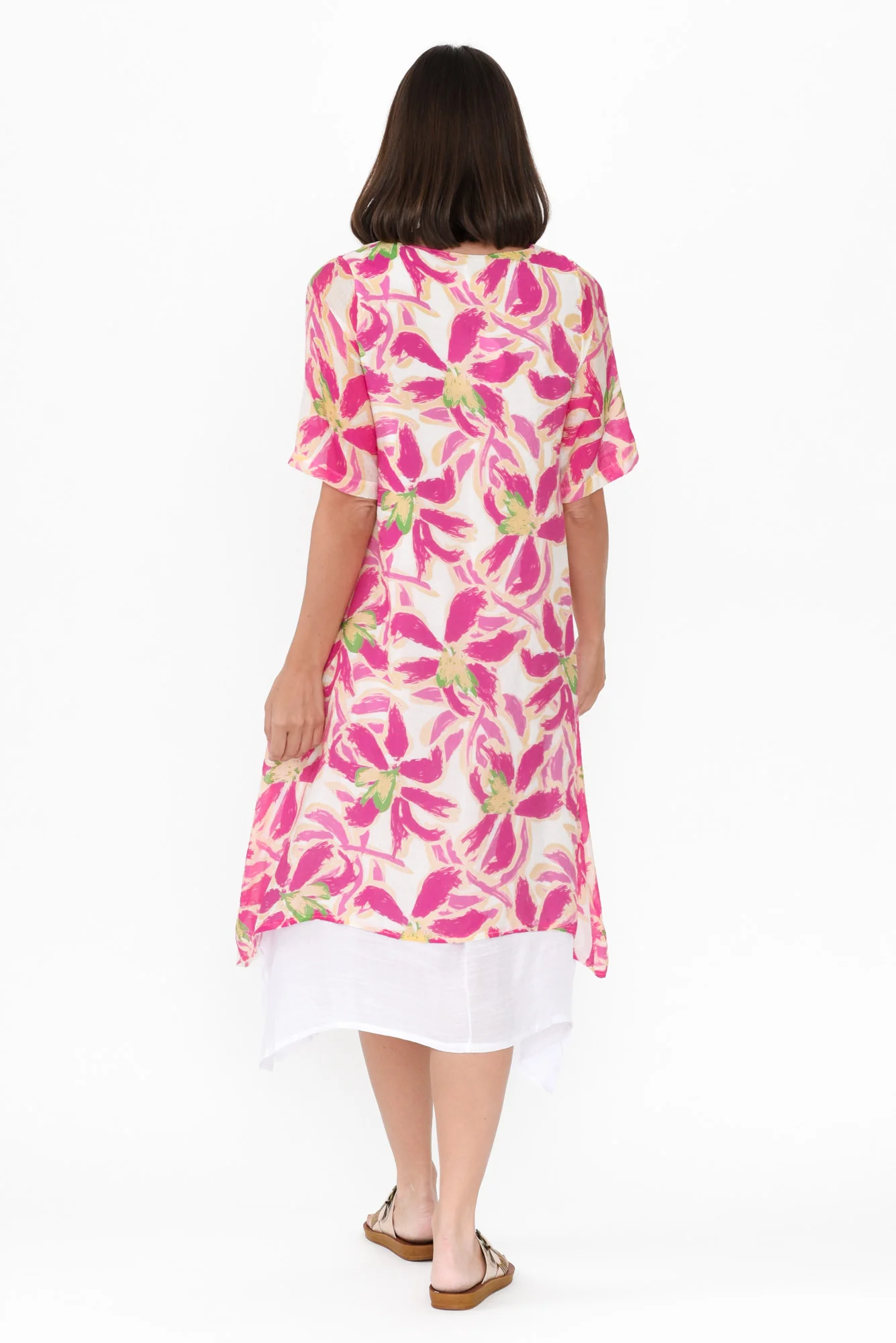 Nala Fuchsia Floral Layers Dress