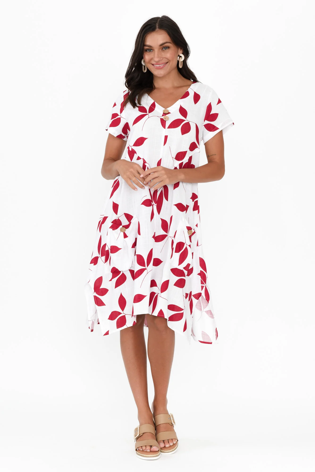 Bryant White Leaf Linen Cotton Dress