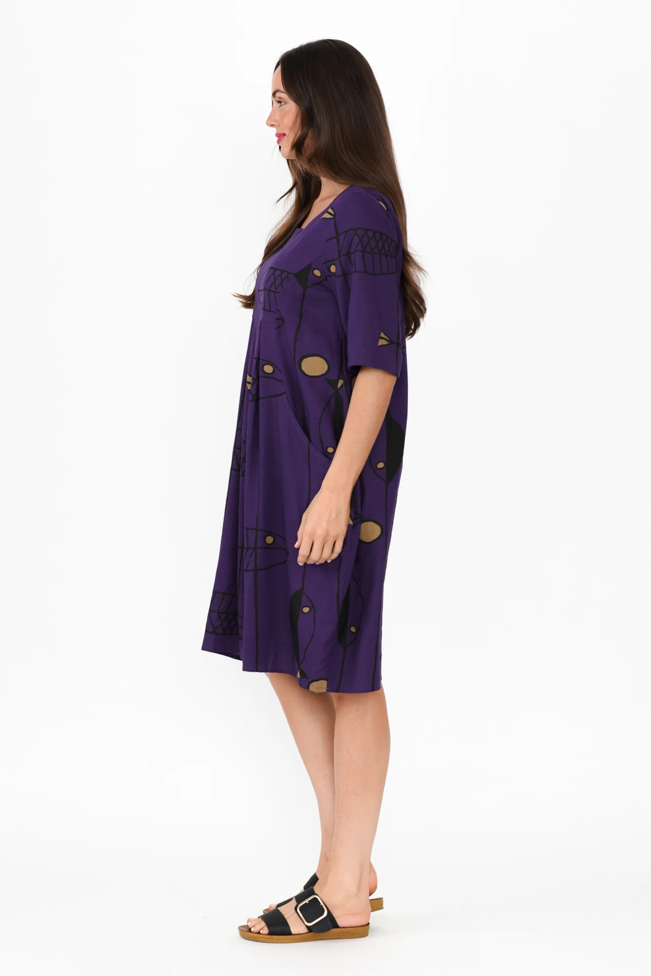 Myley Purple Sea Linen Cotton Dress