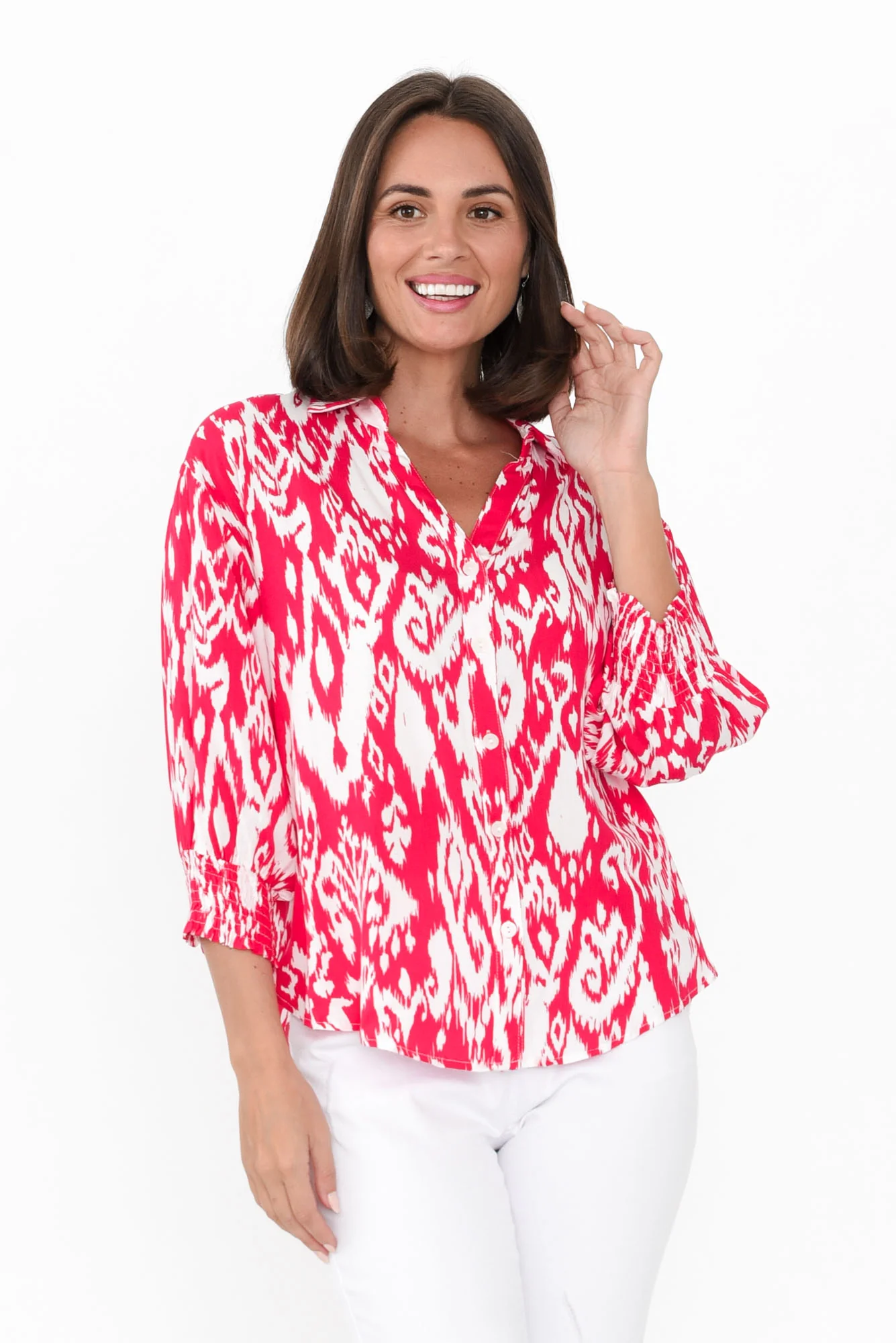 Jemima Pink Ikat Shirt