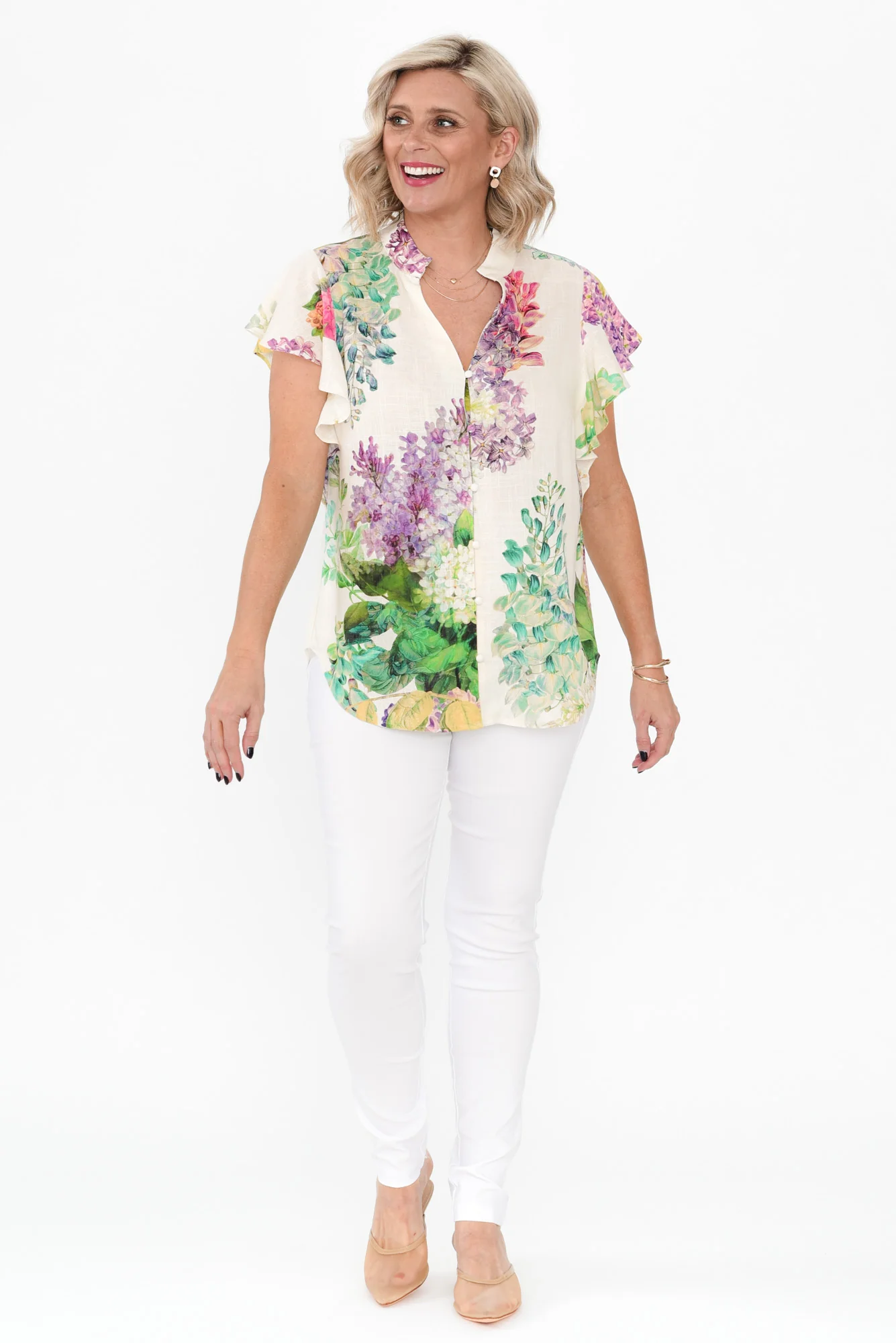 Tierra Wisteria Alba Linen Blend Top