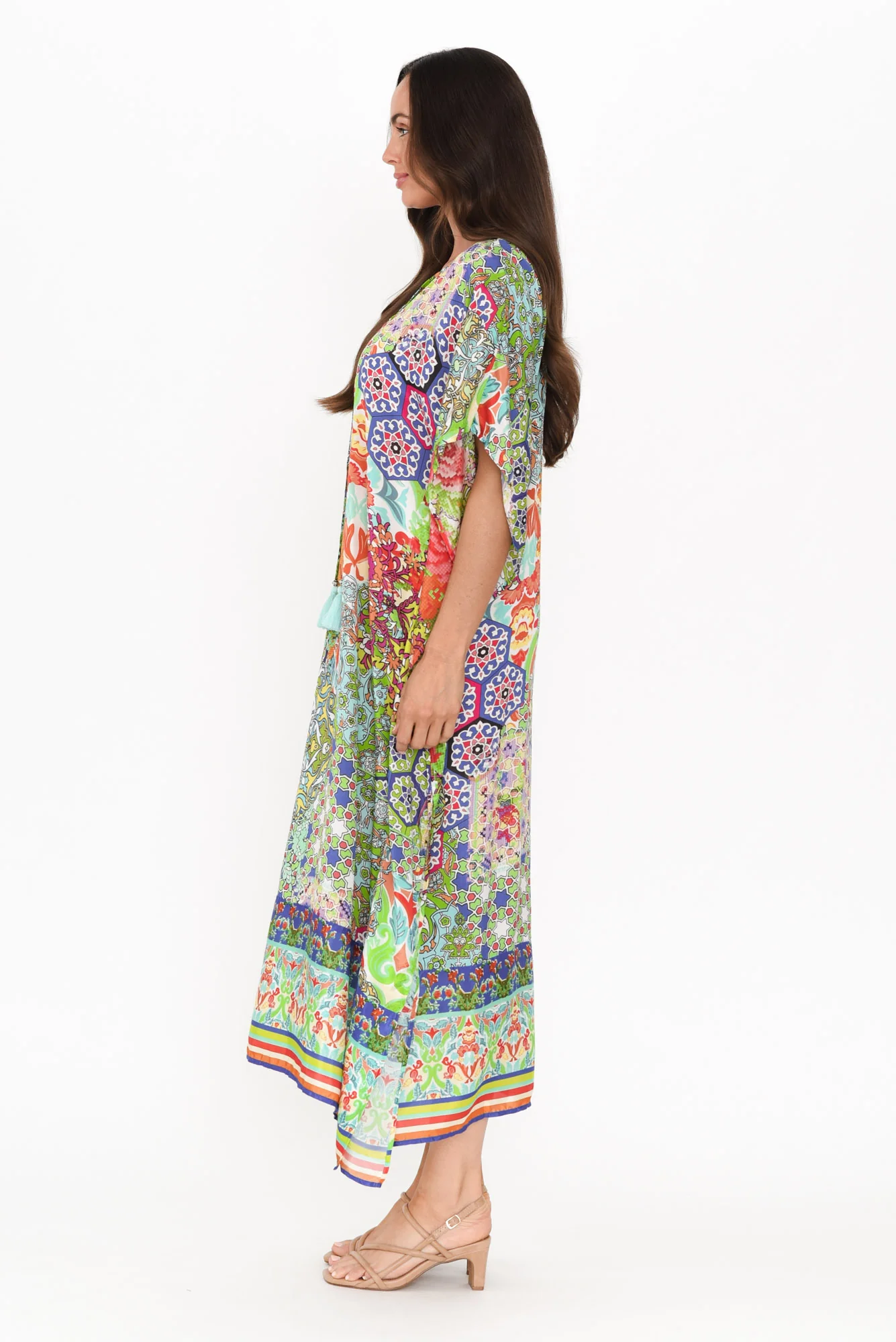 Melita Green Mosaic Kaftan