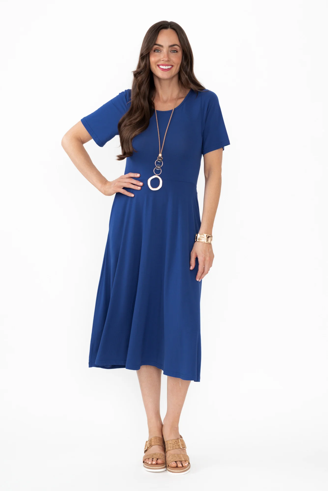 Jasmine Blue Bamboo Pocket Dress