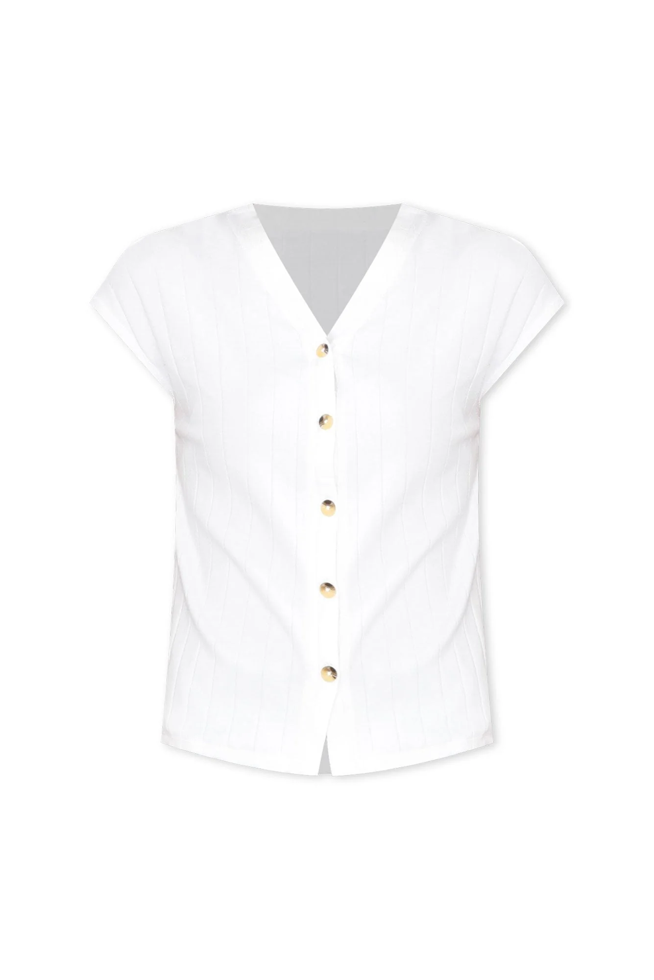 Dori White Cotton Blend Ribbed Top