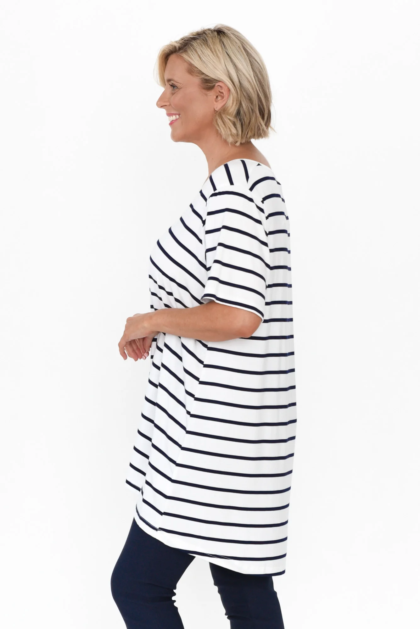 Novella White Stripe Bamboo Top