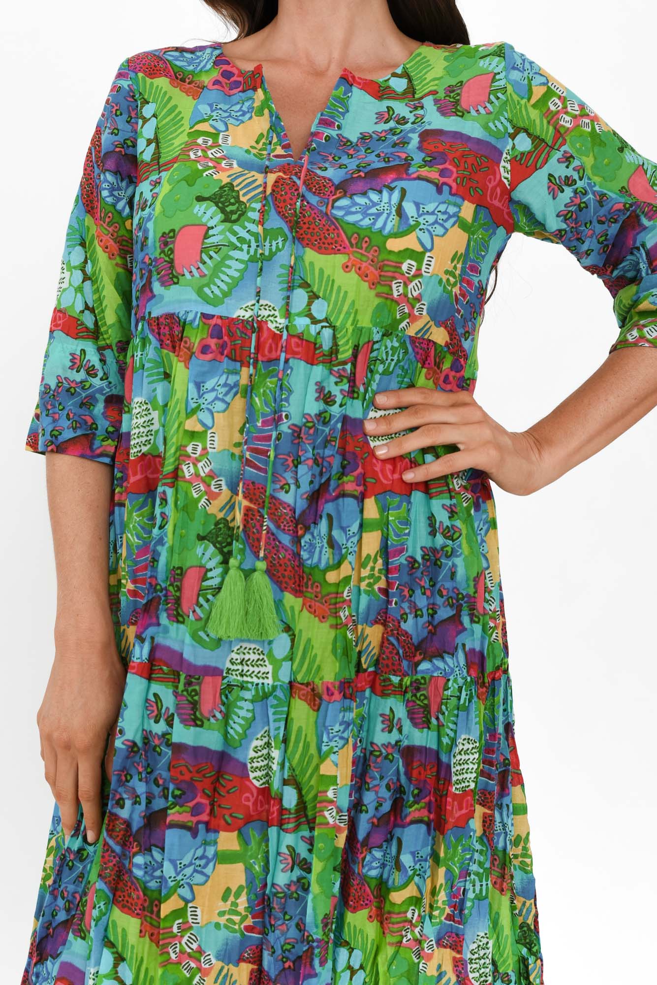 Milana Green Serenity Crinkle Cotton Dress