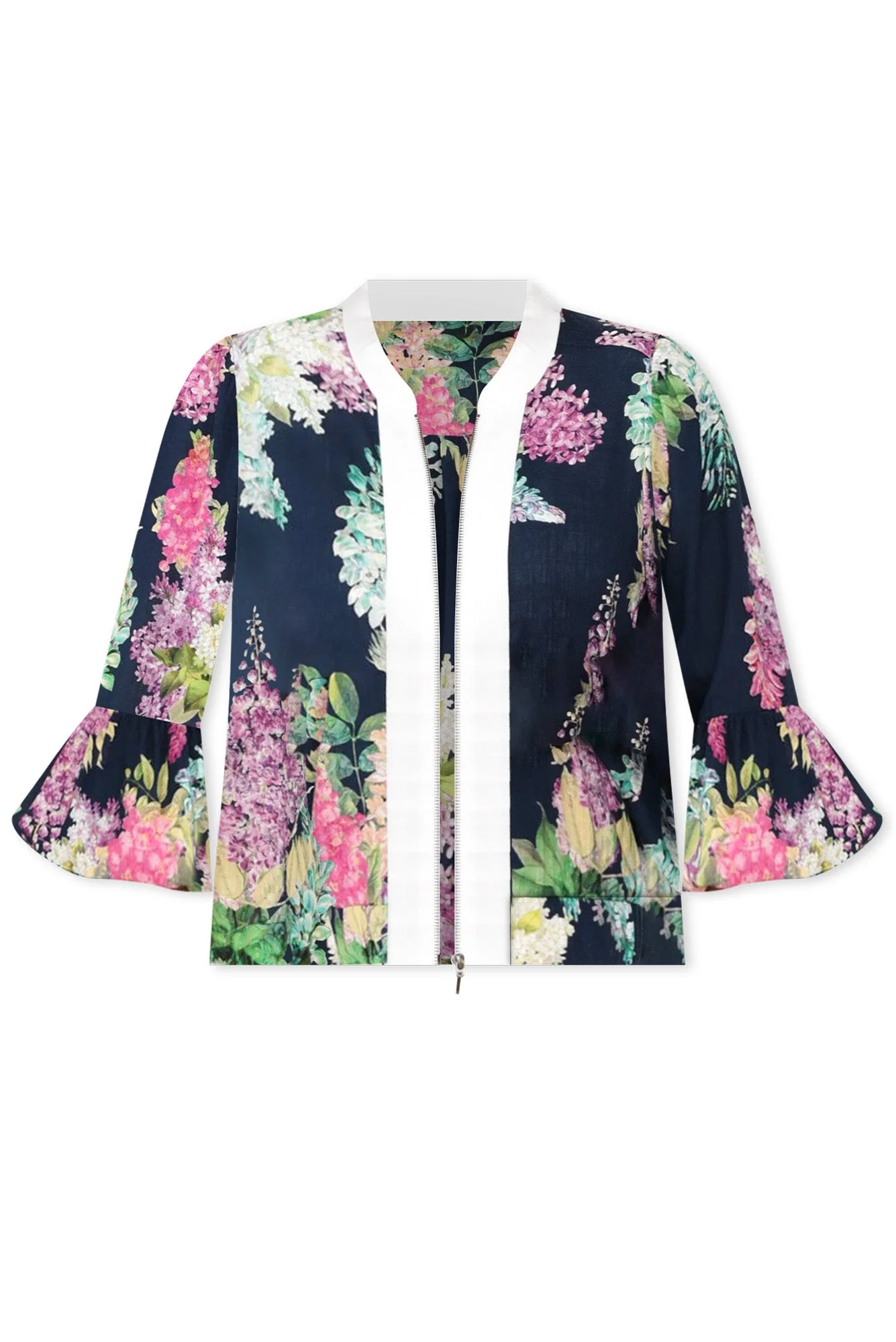 Augustine Navy Wisteria Linen Blend Jacket