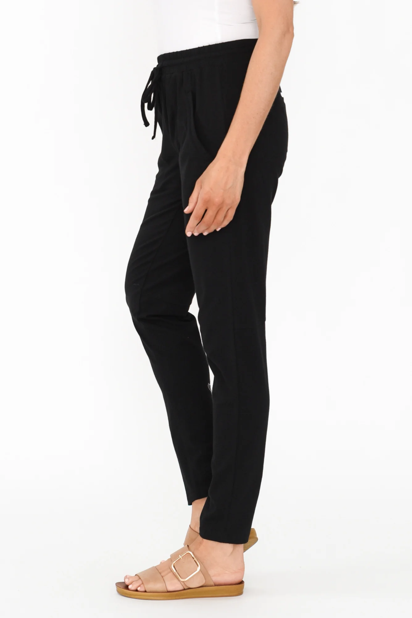 Timmy Black Cotton Drawstring Pants