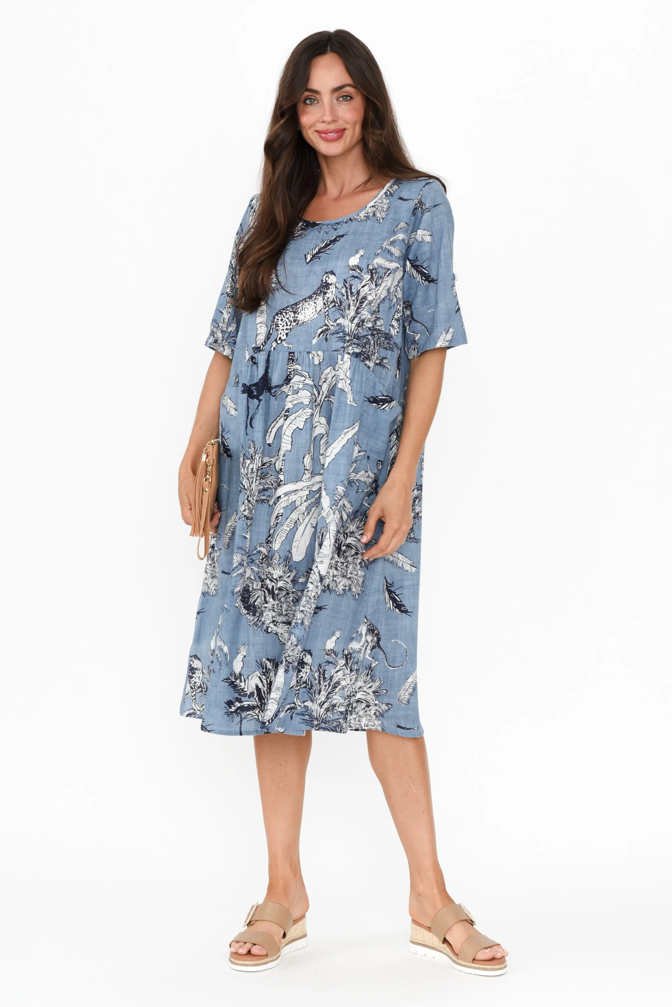 Mackie Blue Jungle Cotton Pocket Dress