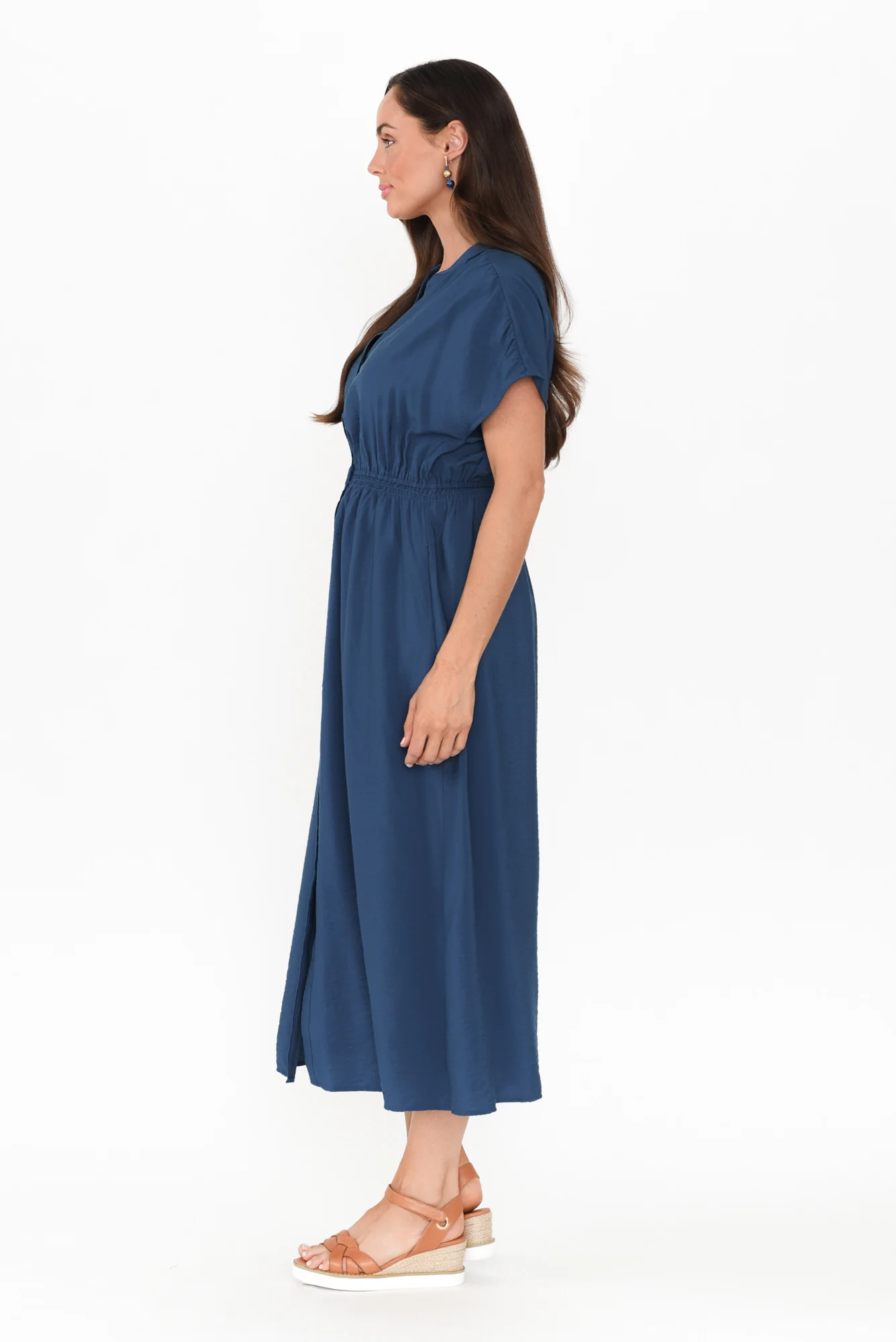 Simone Blue Button Dress