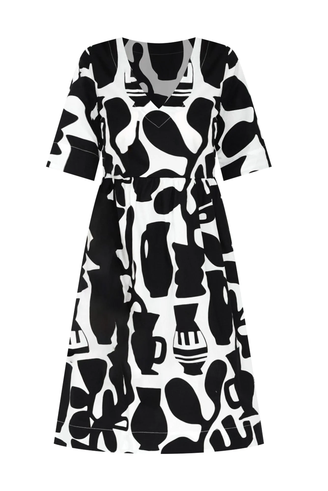 Brightside Black Abstract Cotton Dress