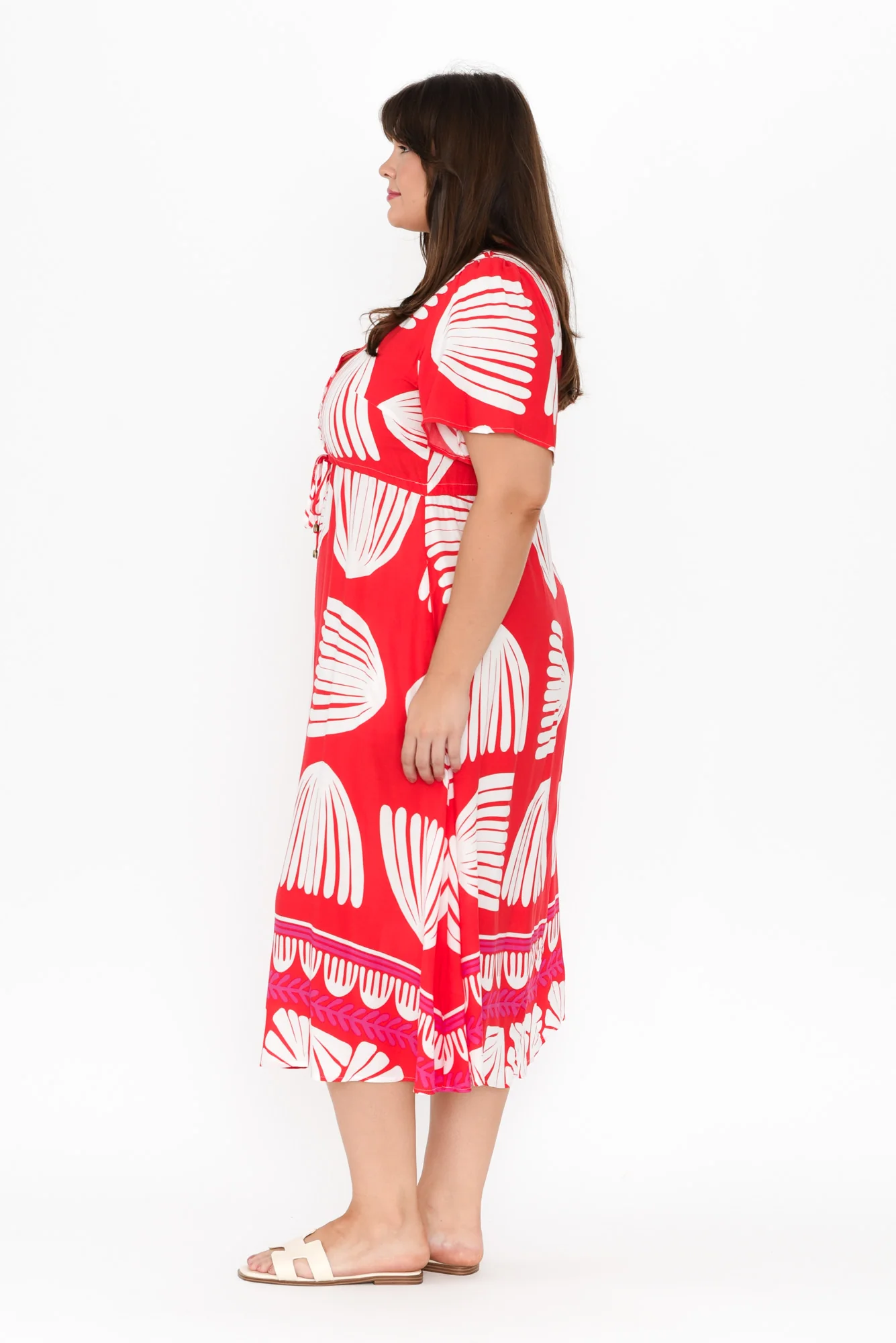 Lynton Red Shell Tie Dress