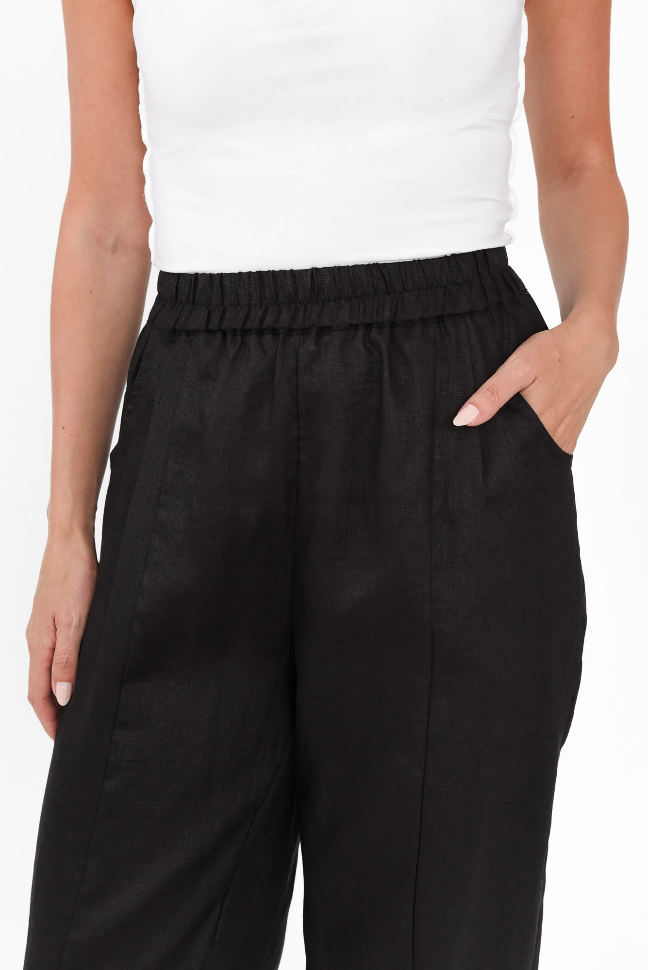 Botev Black Linen Relaxed Pants