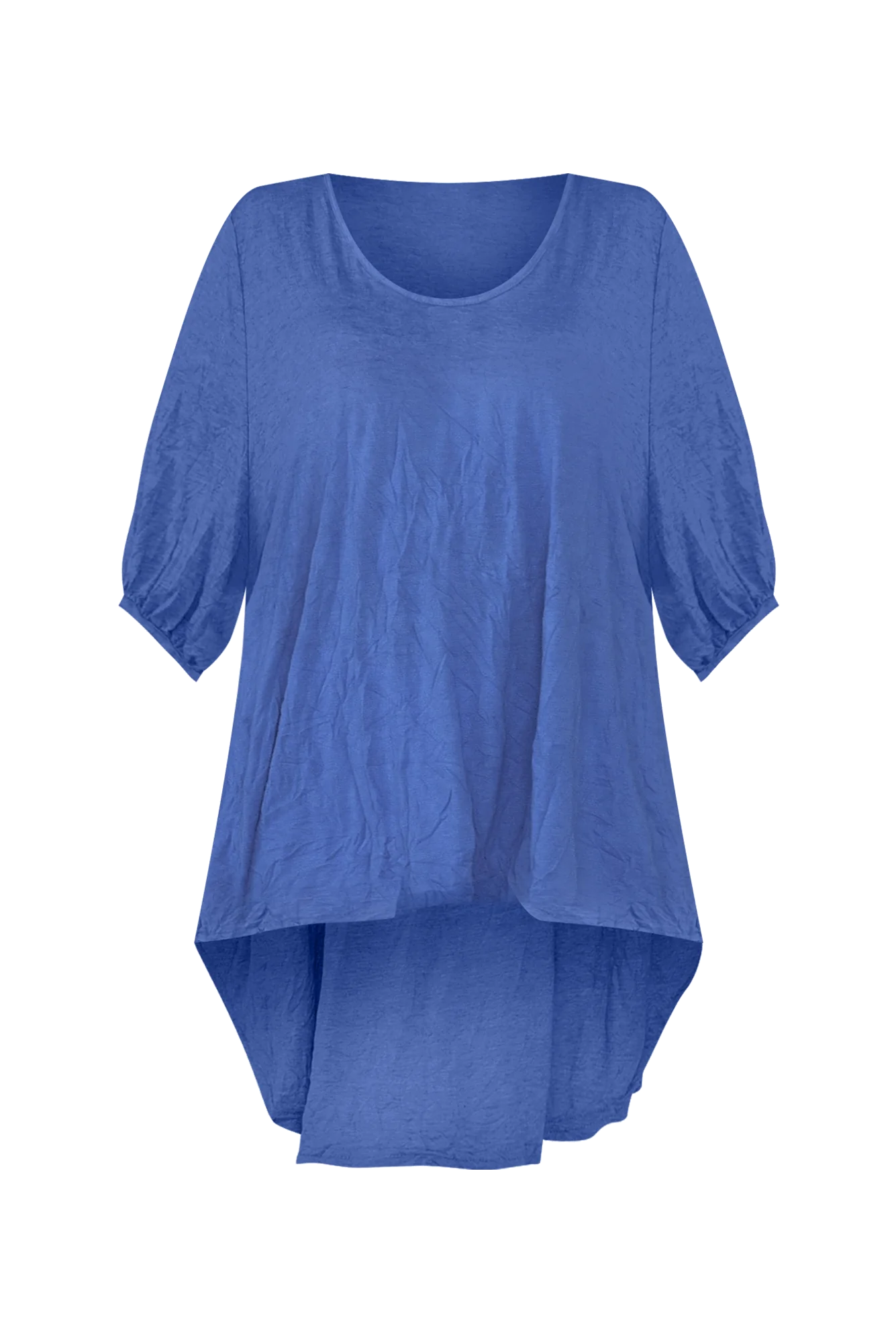 Agnes Cobalt Crinkle Cotton Hi Lo Top