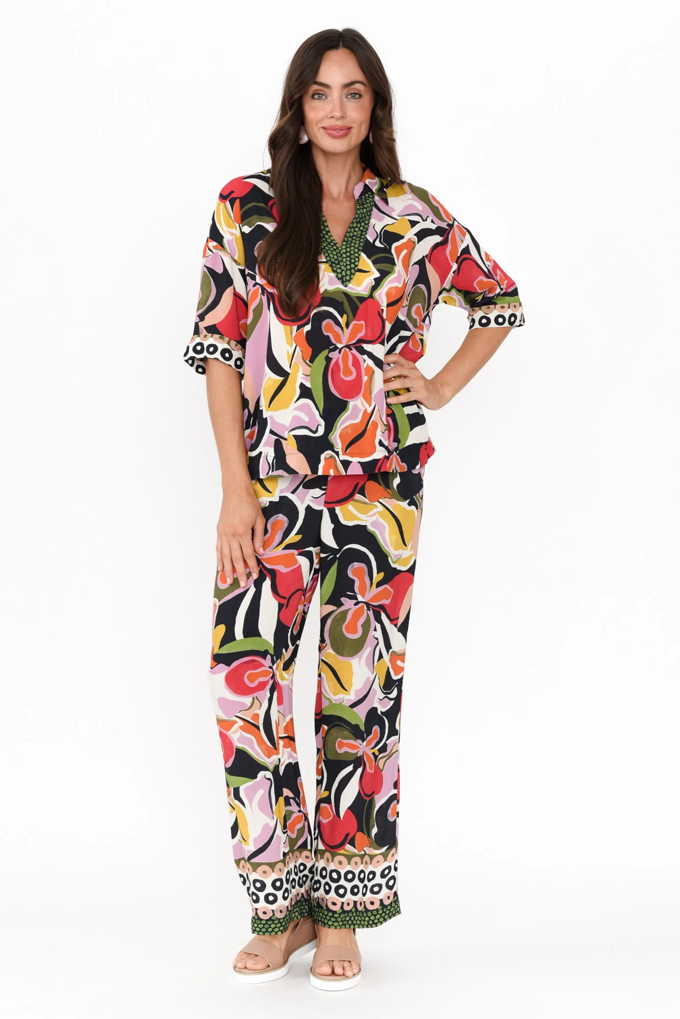 Feature Black Tropical Pant