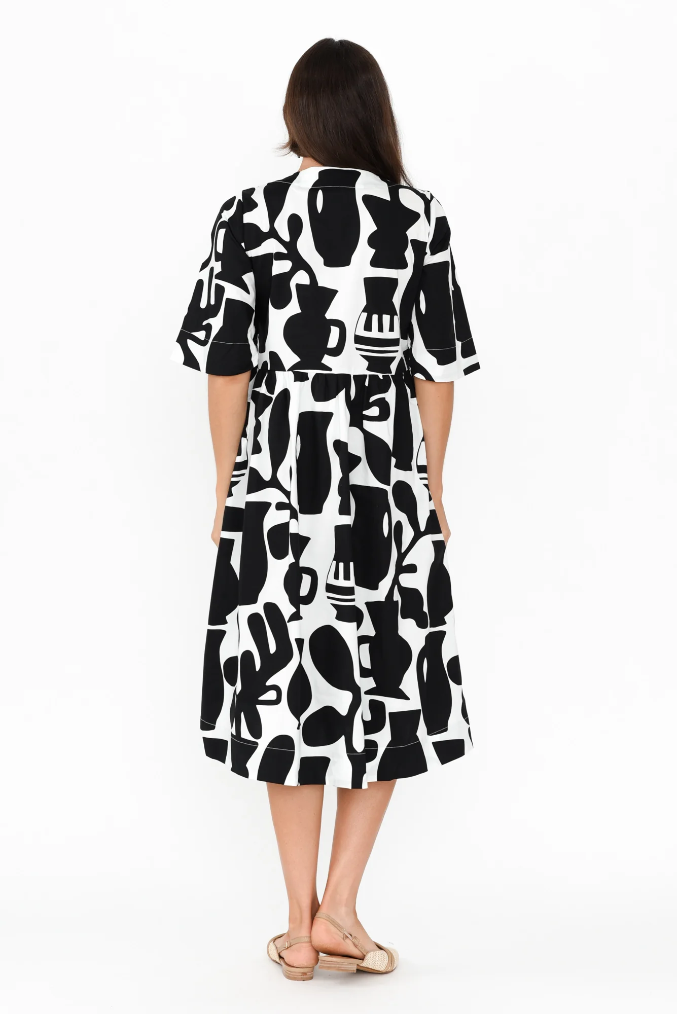 Brightside Black Abstract Cotton Dress