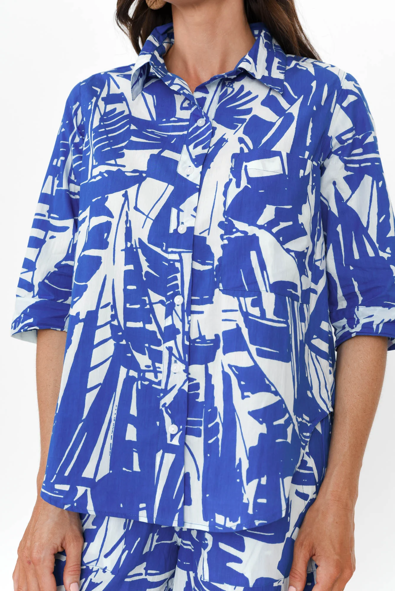 Gould Blue Geo Cotton Shirt