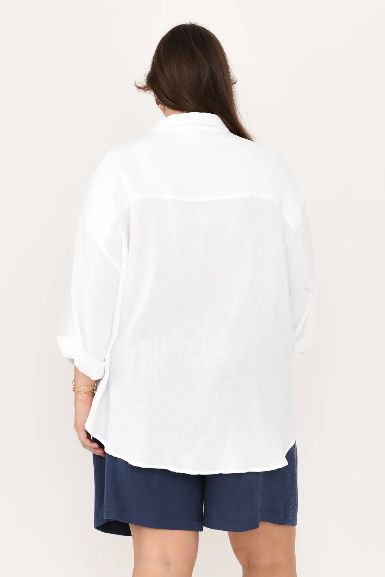 Natalia White Cotton Cheesecloth Shirt