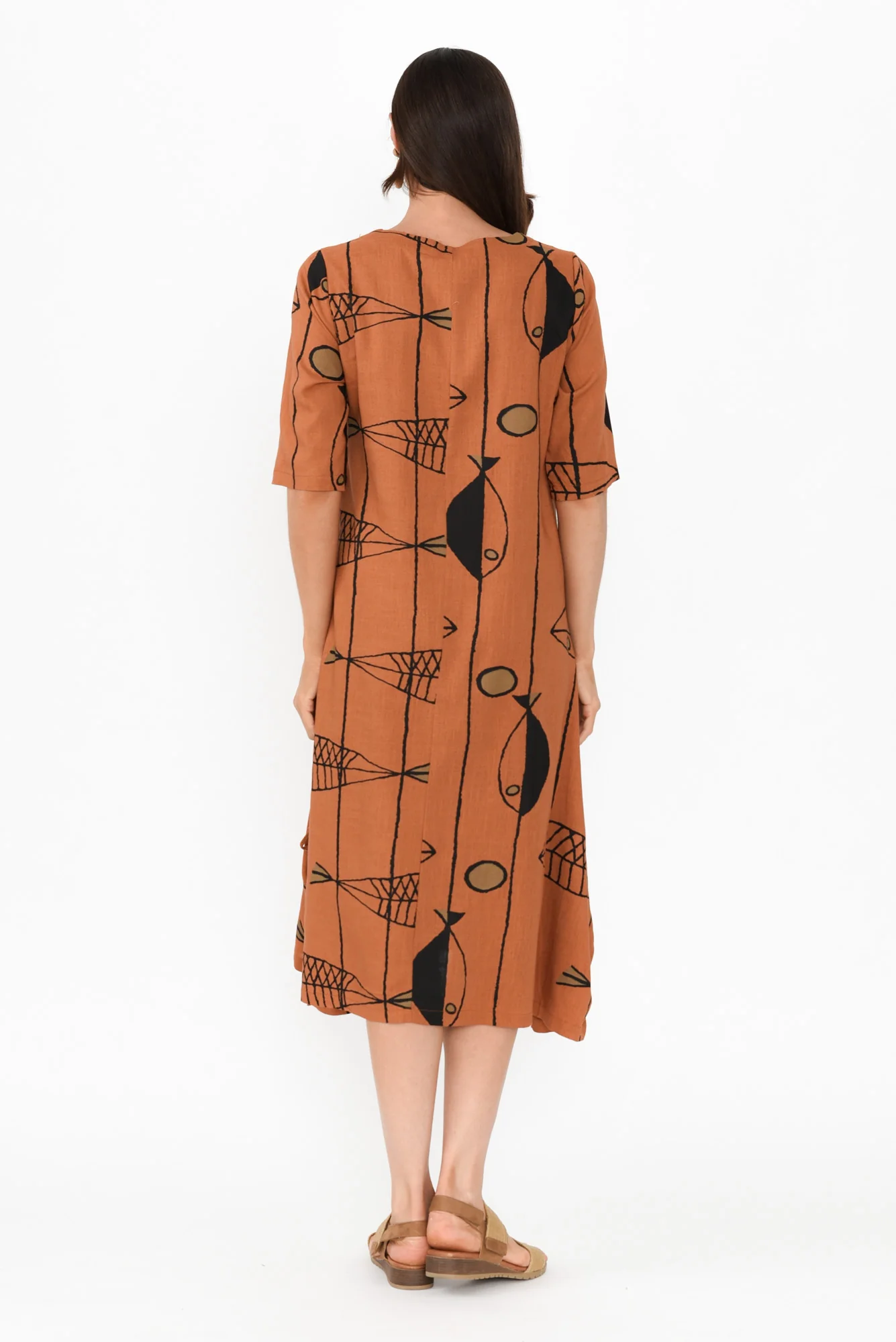 Hailee Rust Sea Linen Cotton Dress