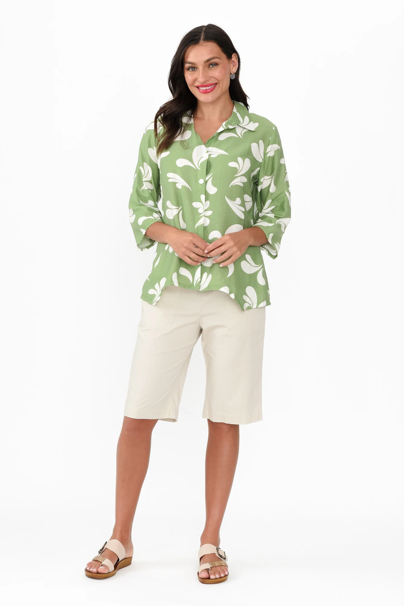 Myah Green Splash Collared Shirt