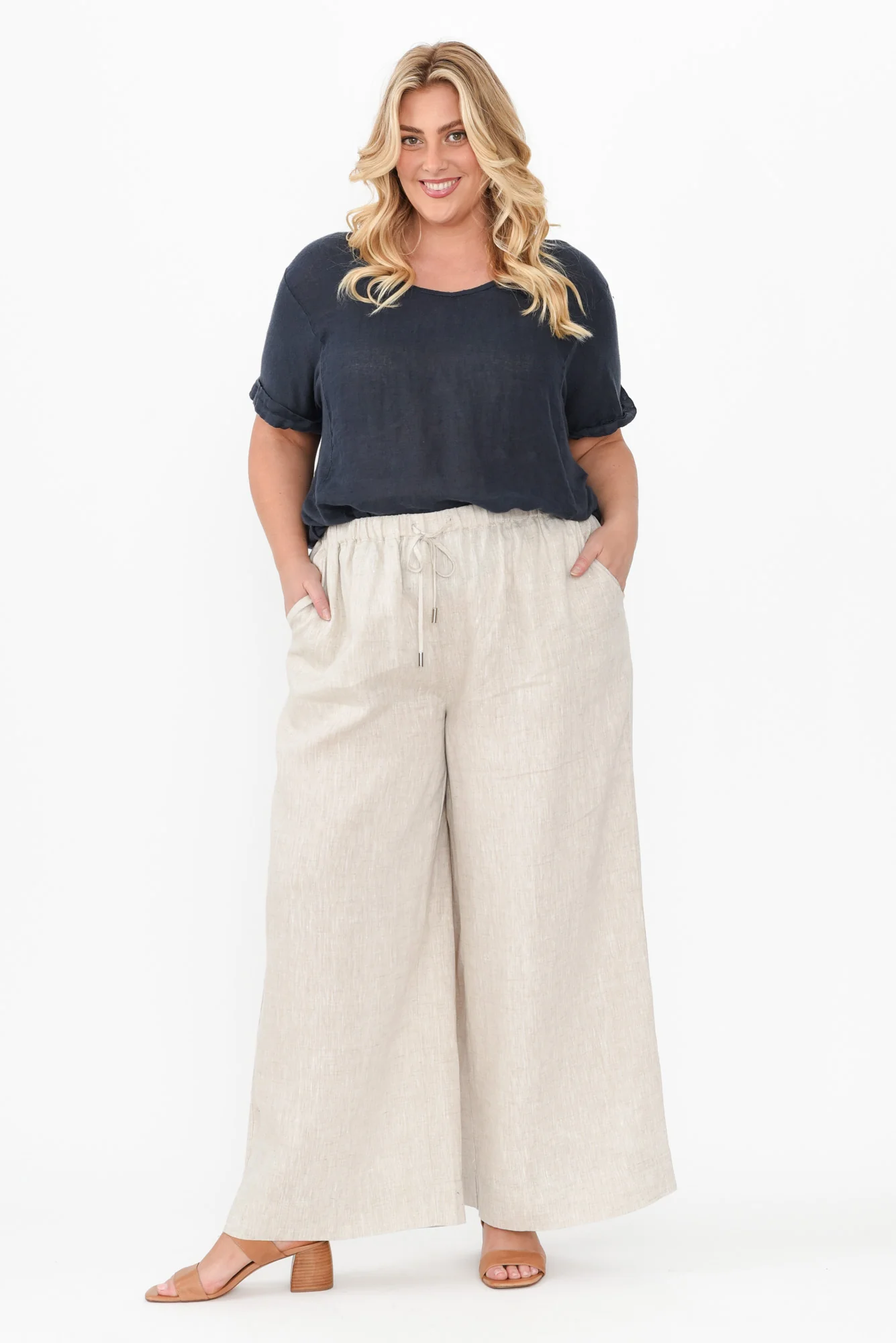 Jimmie Natural Linen Tie Pants