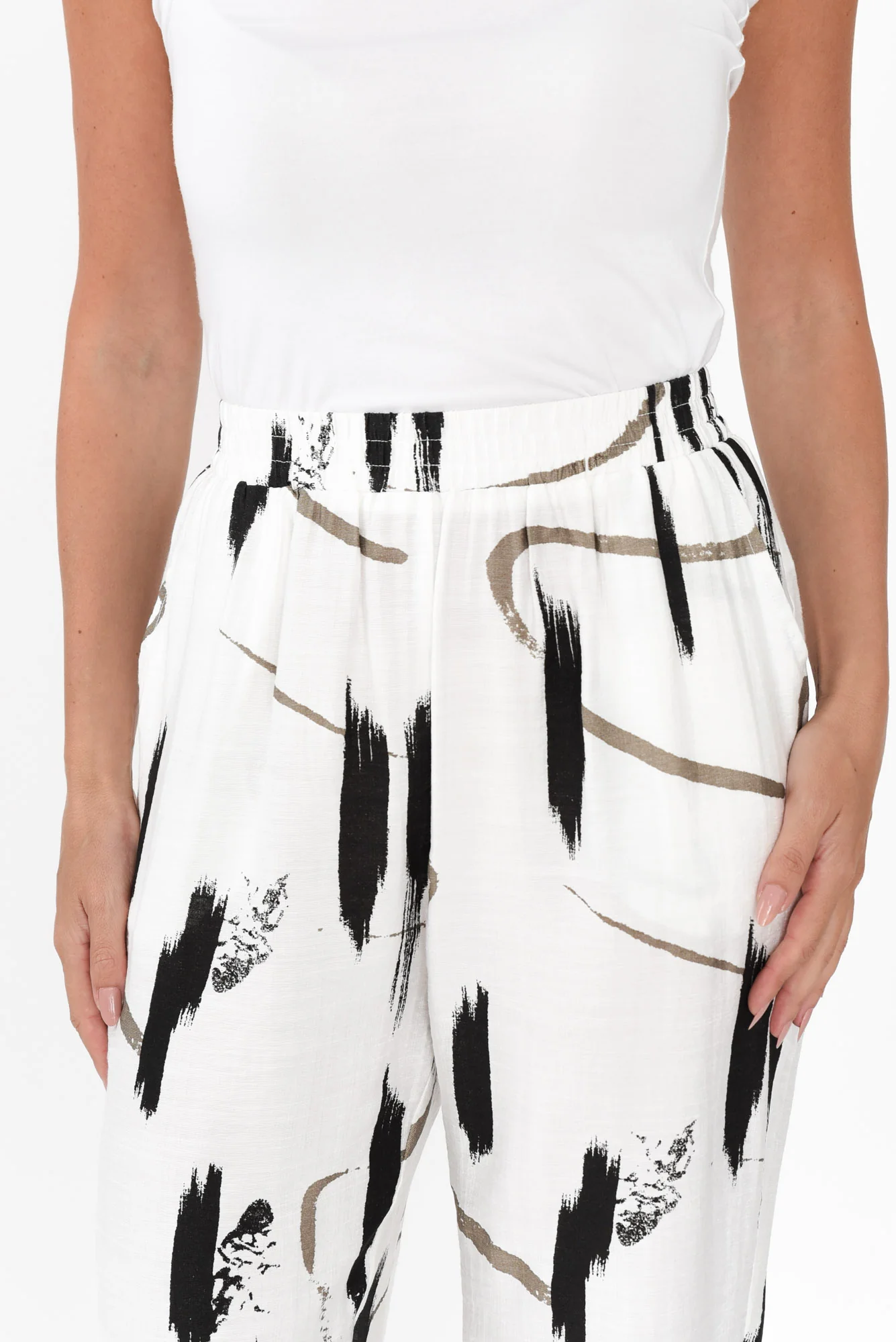 Mahala White Dash Pocket Pants