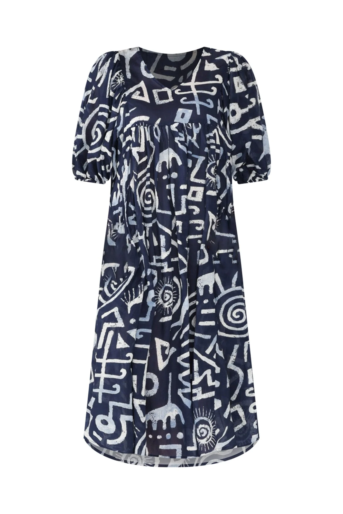Amalia Blue Geo Cotton Dress
