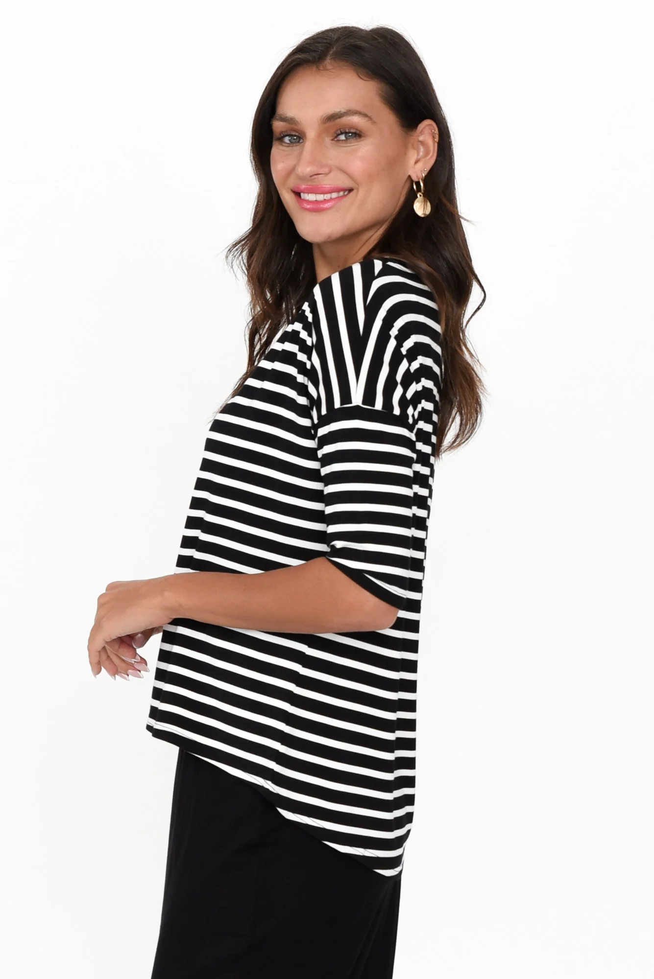 Camila Black Stripe Bamboo Top