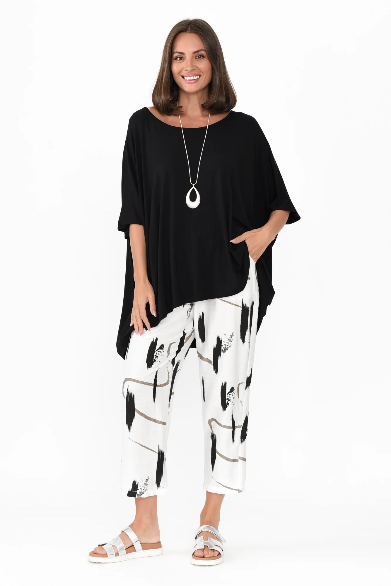 Mahala White Dash Pocket Pants