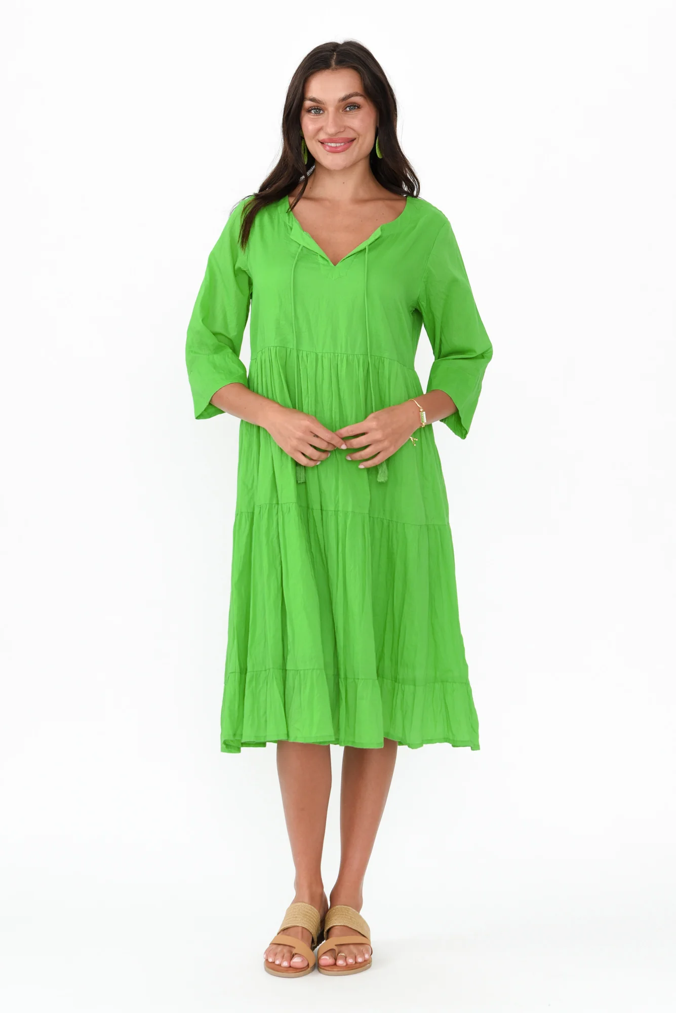 Milana Lime Crinkle Cotton Dress