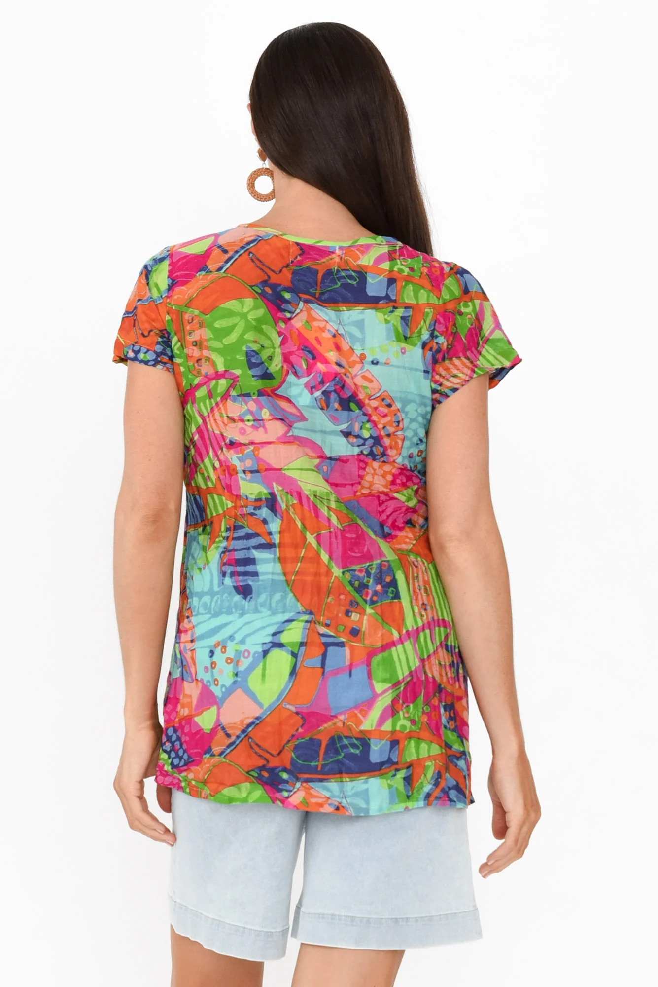 Fia Sky Tropical Crinkle Cotton Top