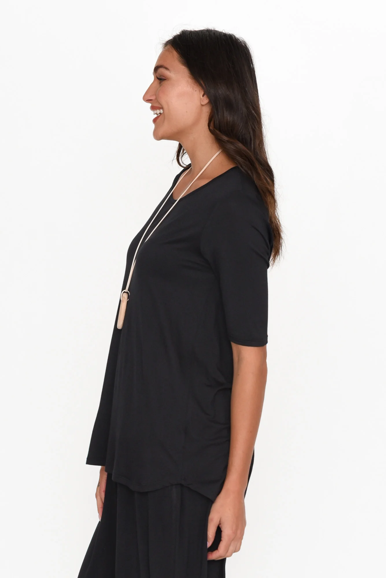 Maya Black Half Sleeve Tee