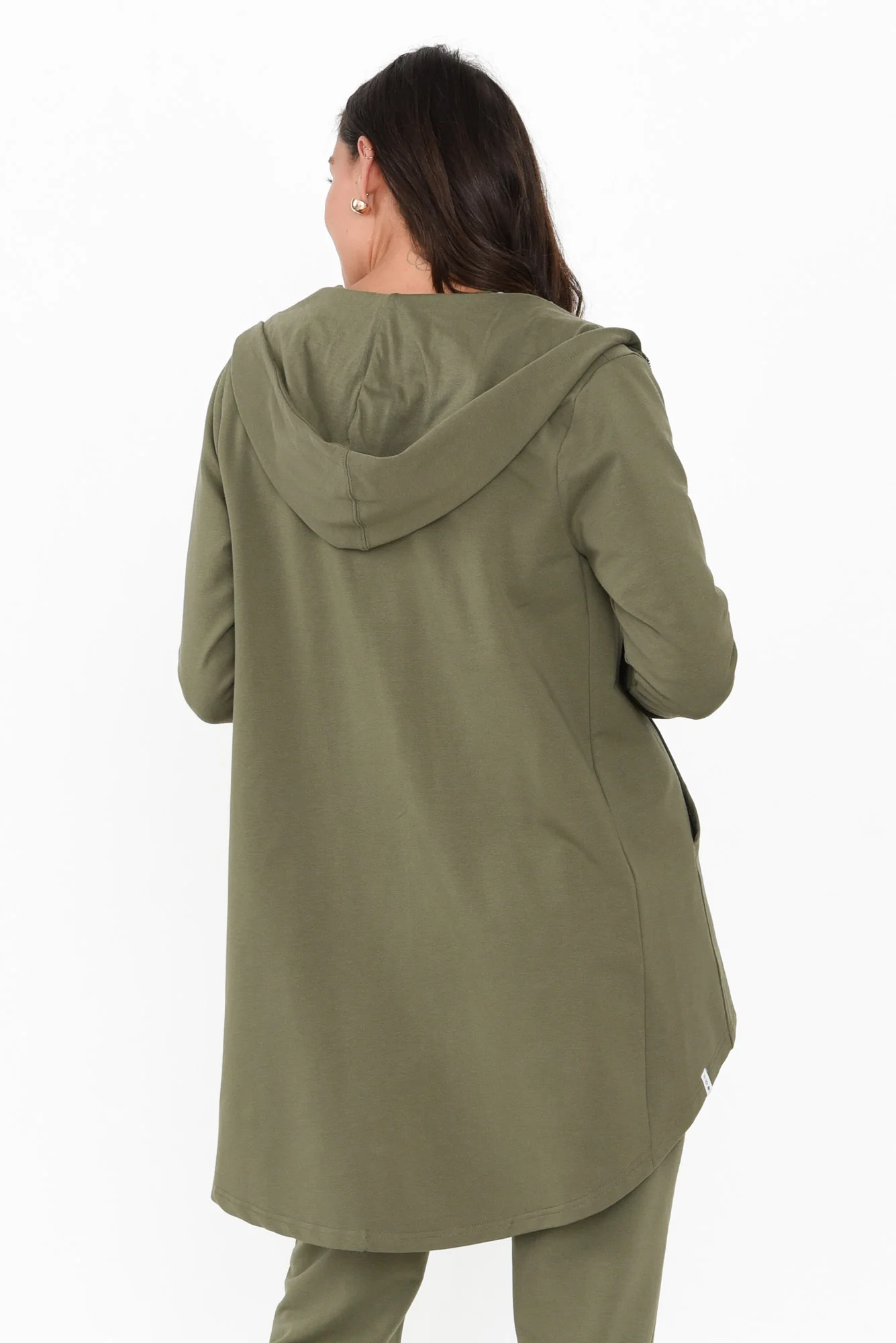 Mara Khaki Zip Hooded Jacket