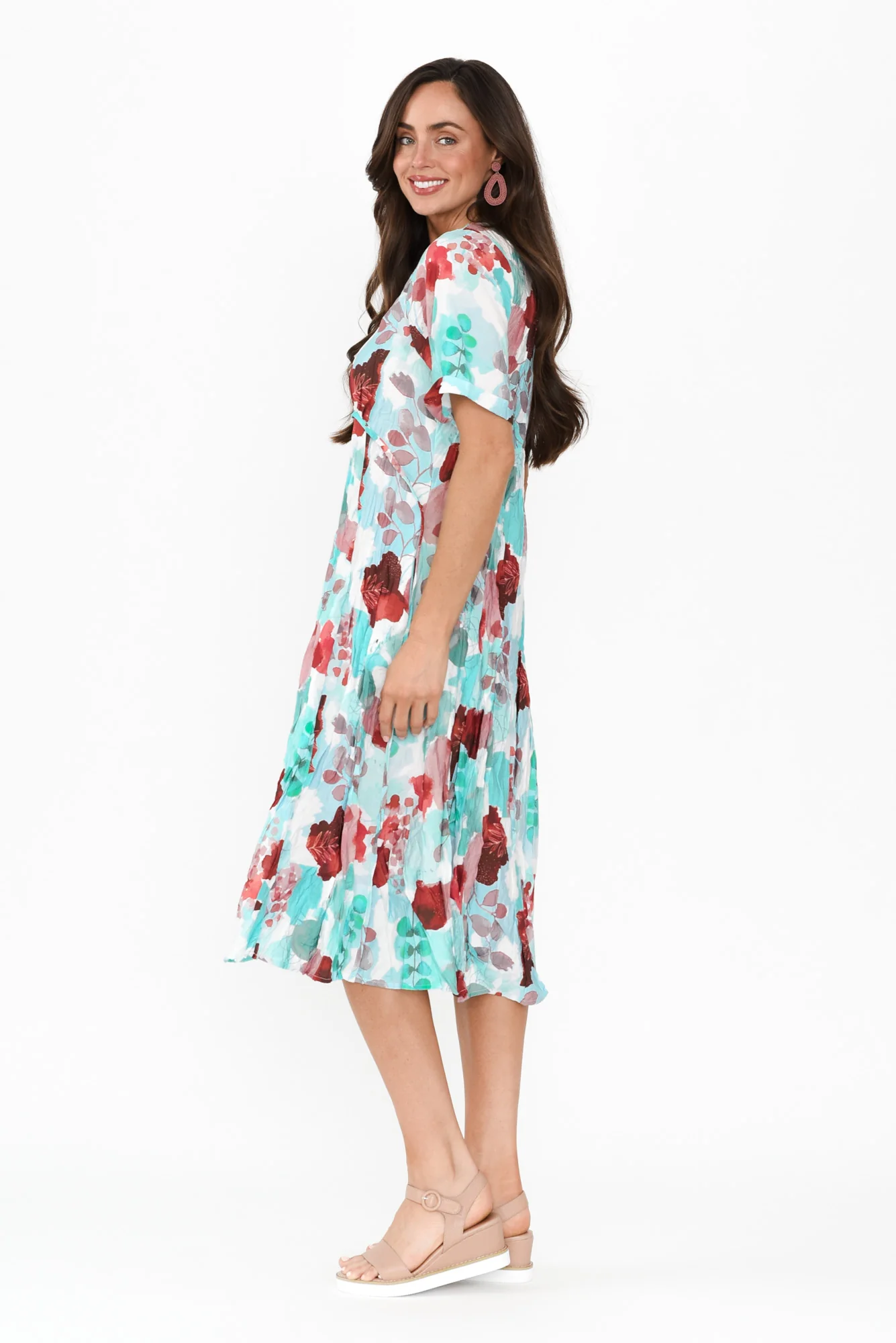 Soraya Blue Floral Linen Blend Dress