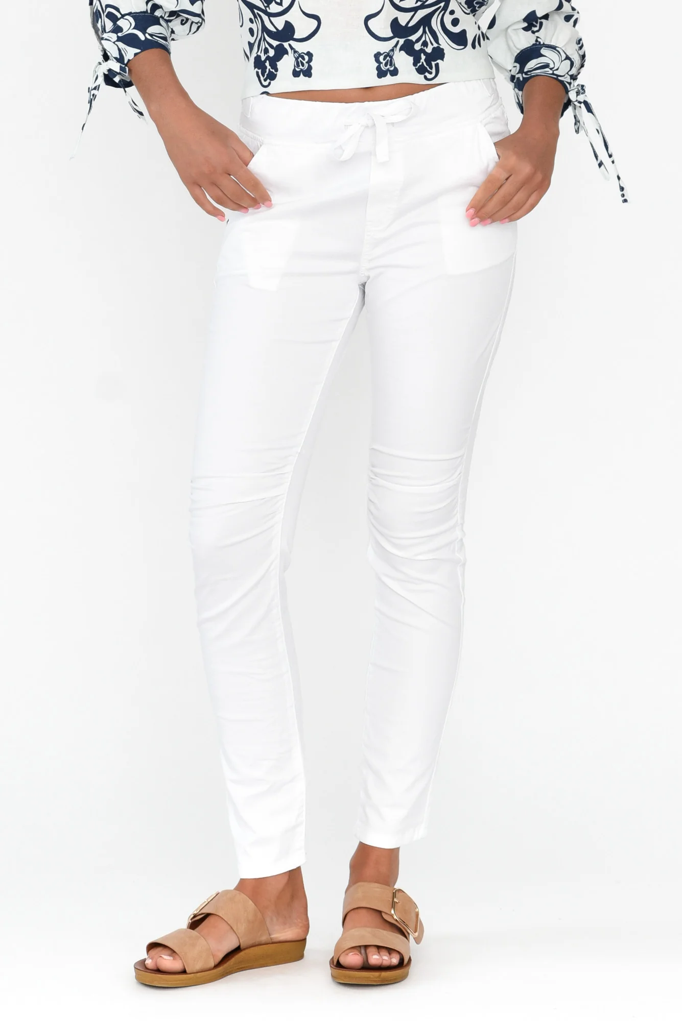 Ida White Cotton Stretch Pants