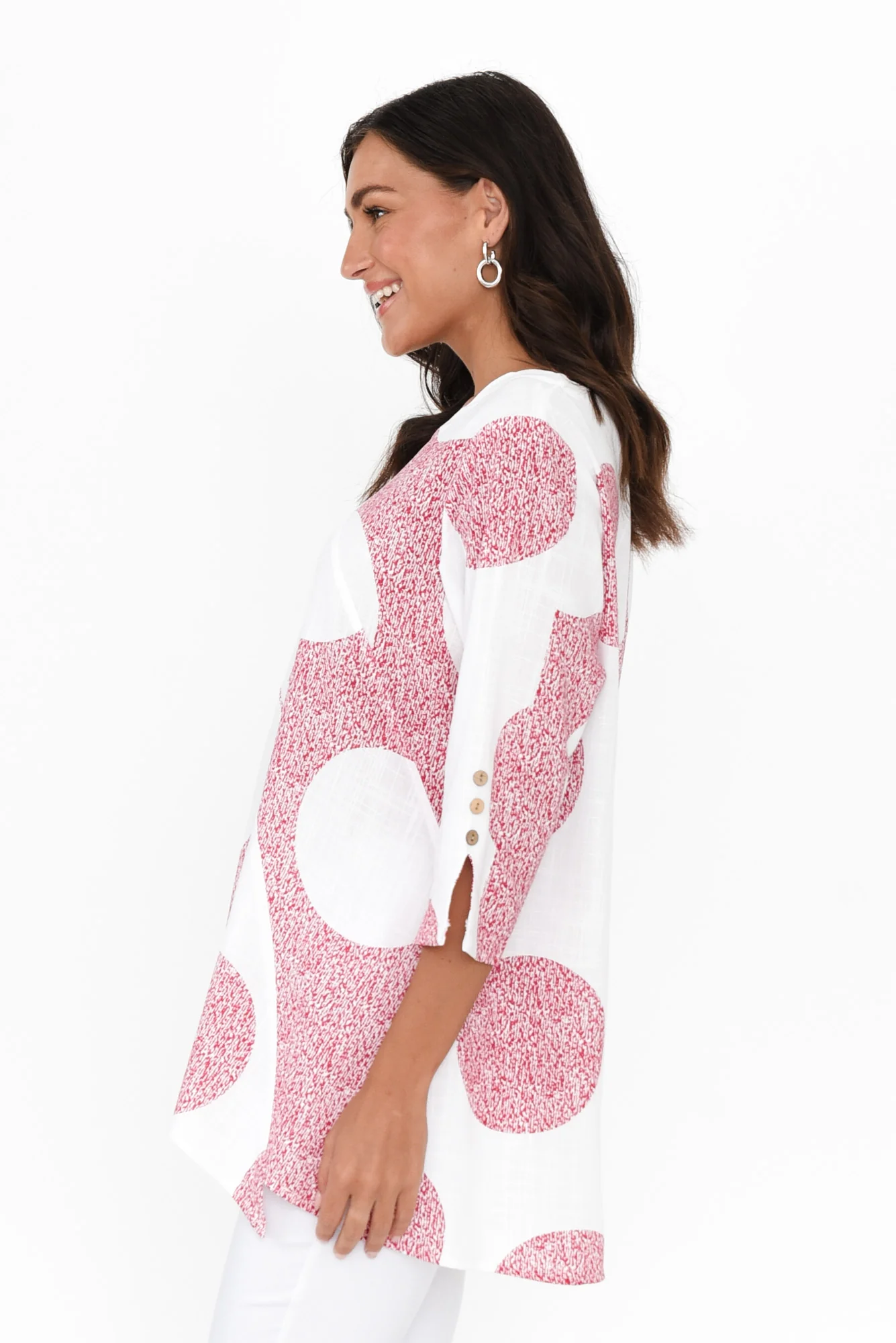 Dina Red Speckle Linen Cotton Top