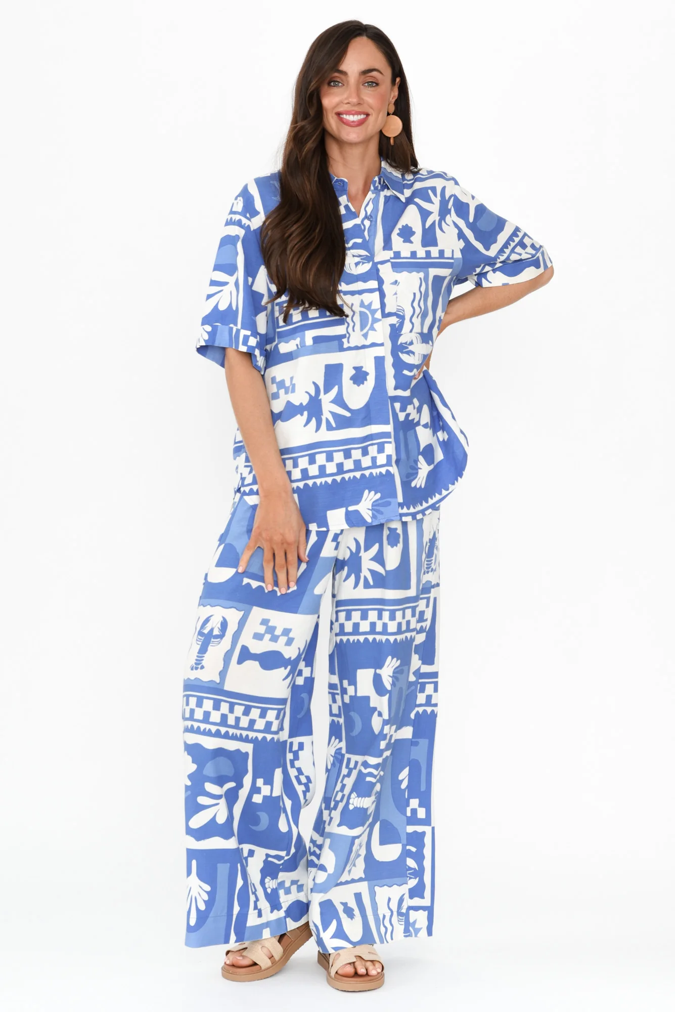 Holiday Blue Seaside Linen Blend Pants