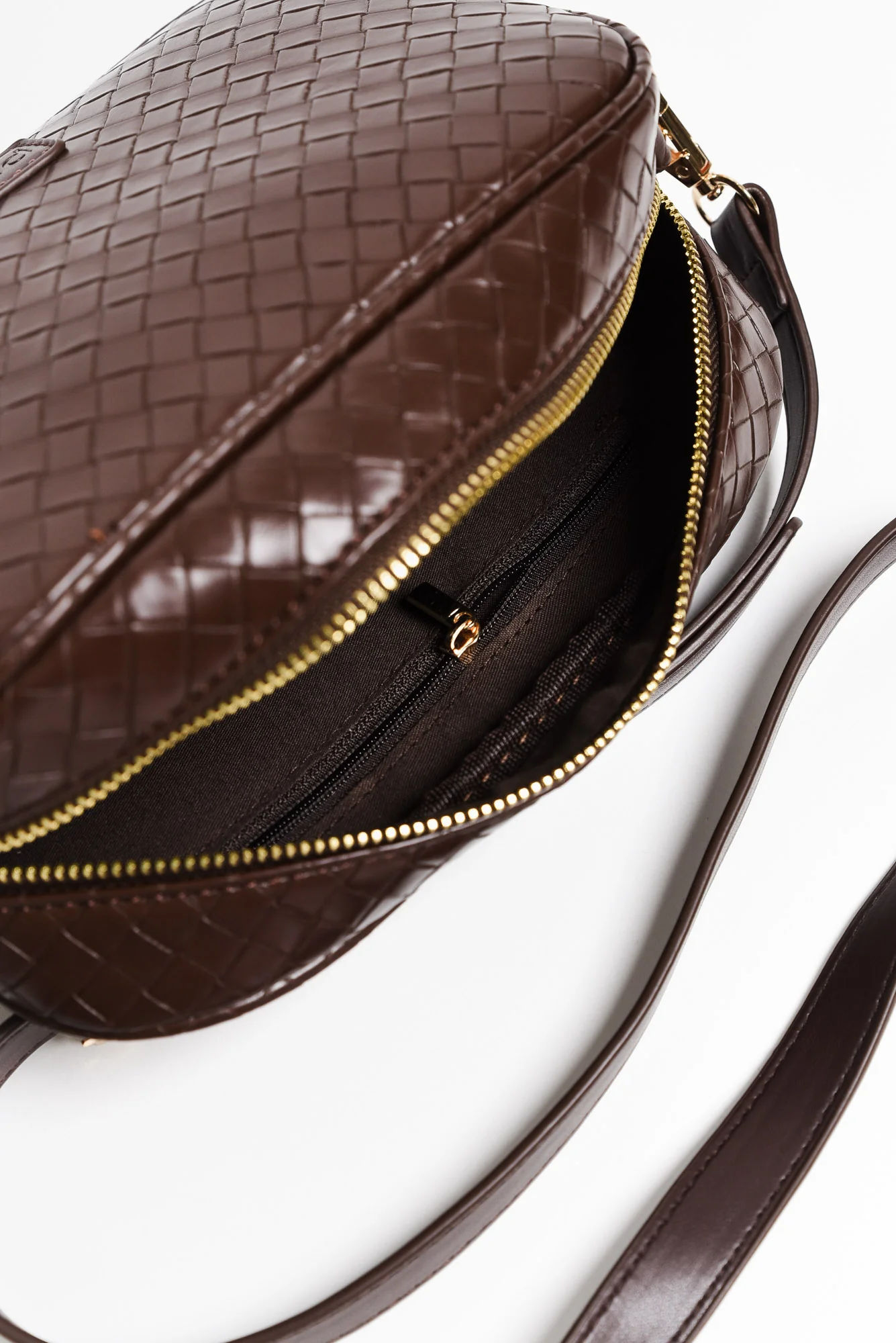 Disco Brown Woven Crossbody Bag