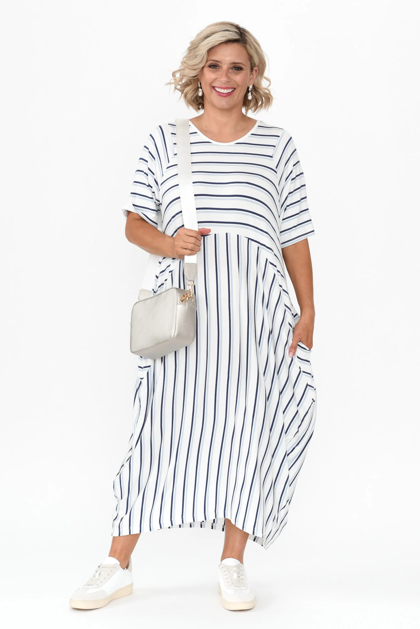 Gina Blue Stripe Bamboo Dress