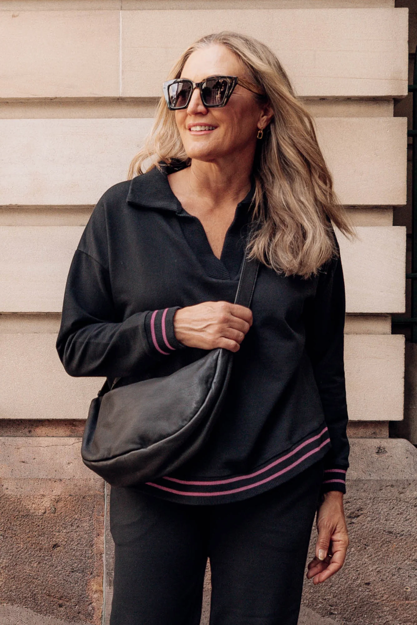 Katra Black Trim Cotton Blend Top