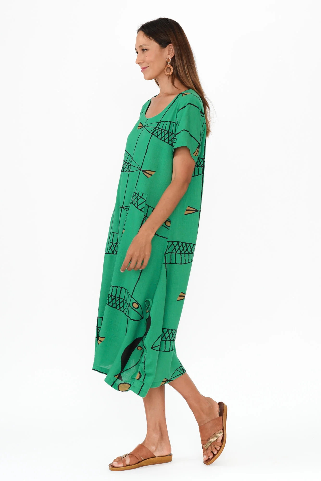 Lula Teal Sea Linen Cotton Dress
