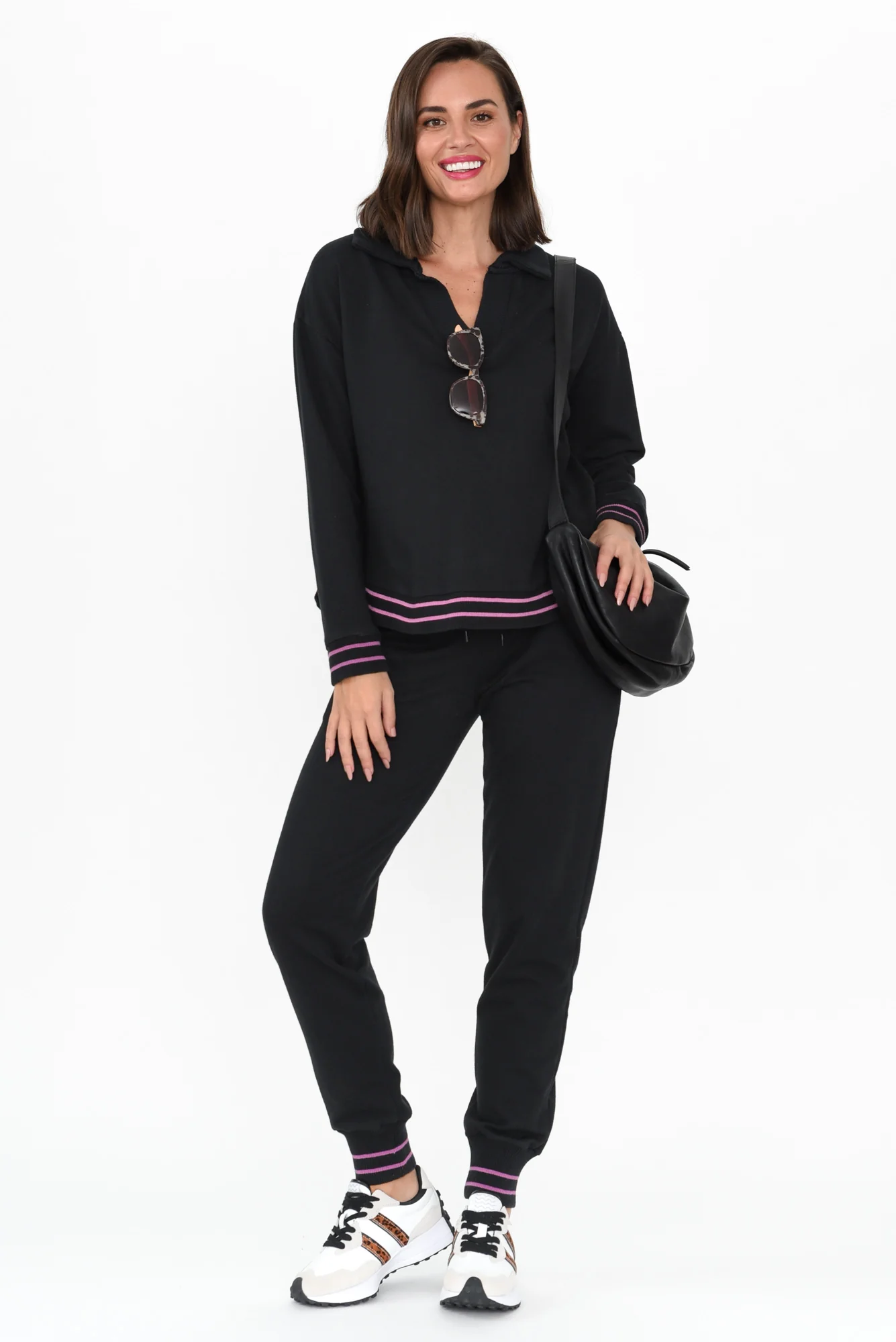 Claude Black Cotton Blend Drawstring Pants