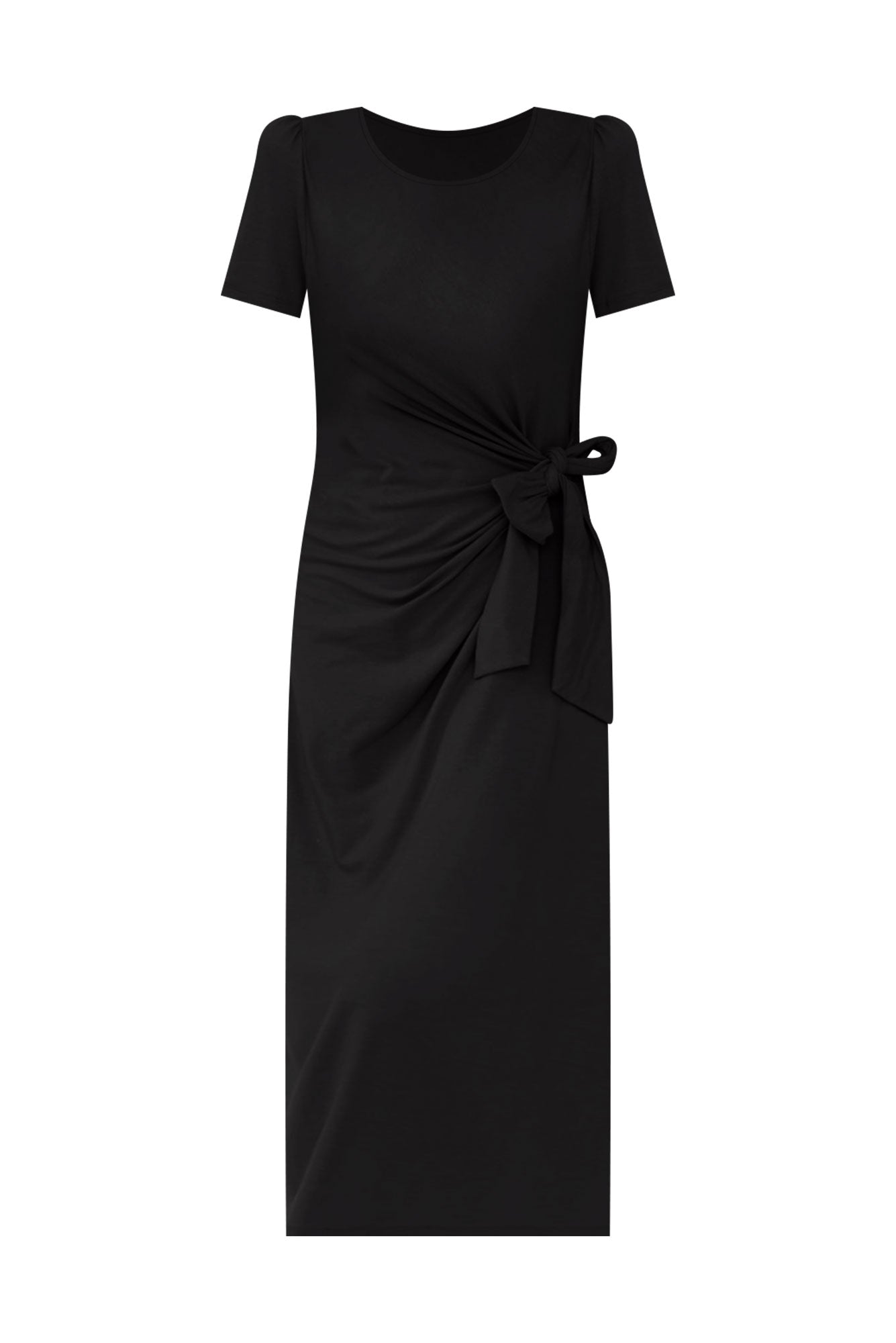 Kitt Black Cotton Stretch Tie Dress