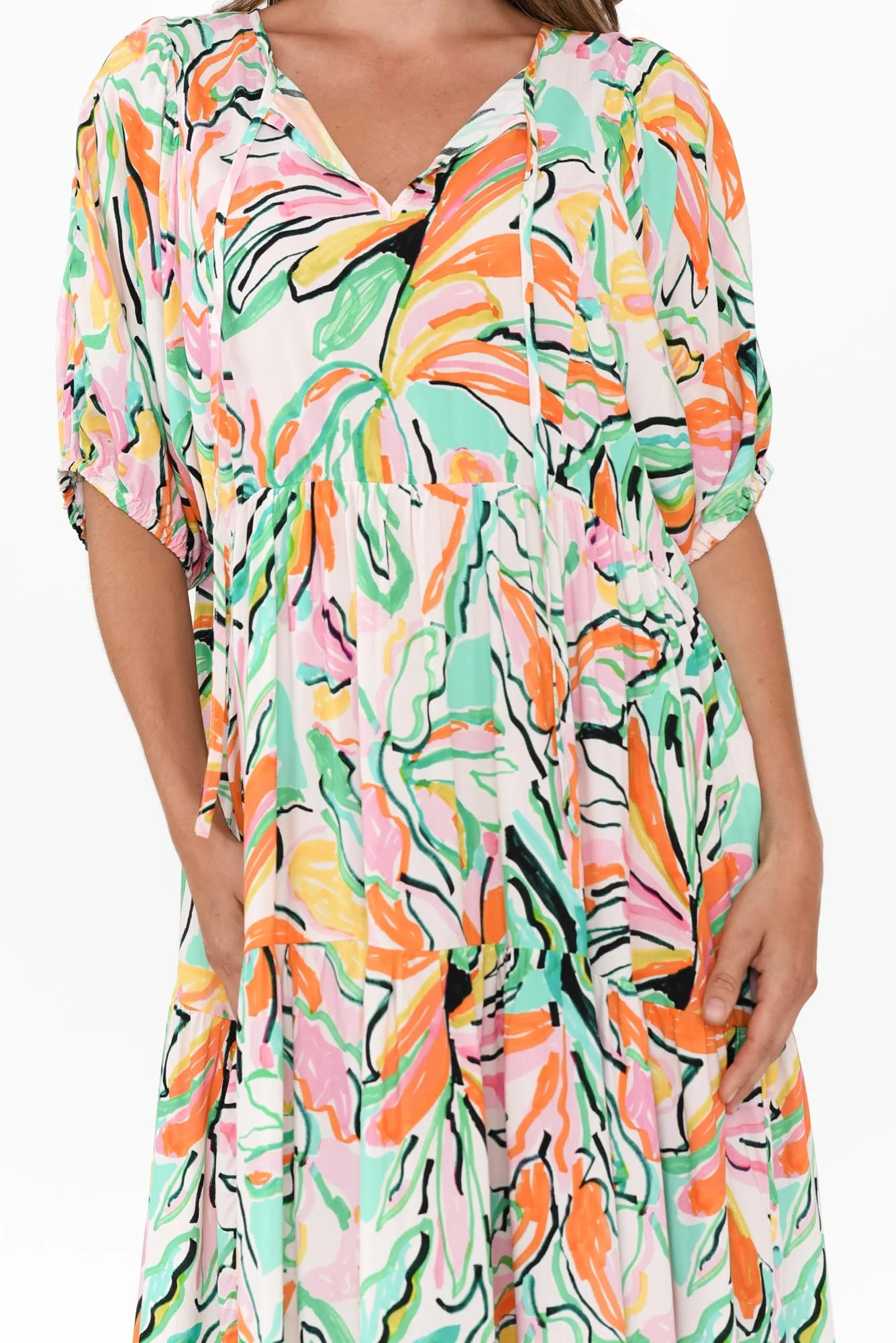 Rima Green Floral Midi Dress