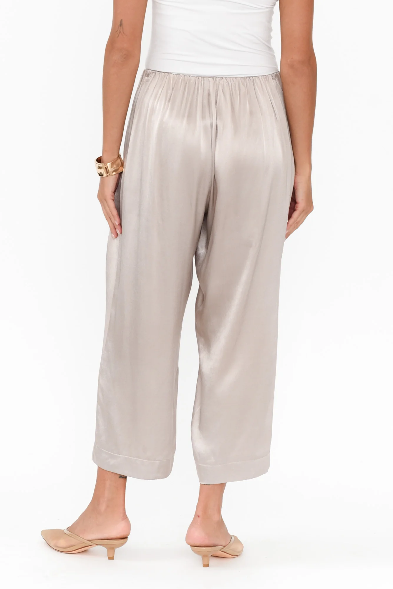 Athens Champagne Satin Pants