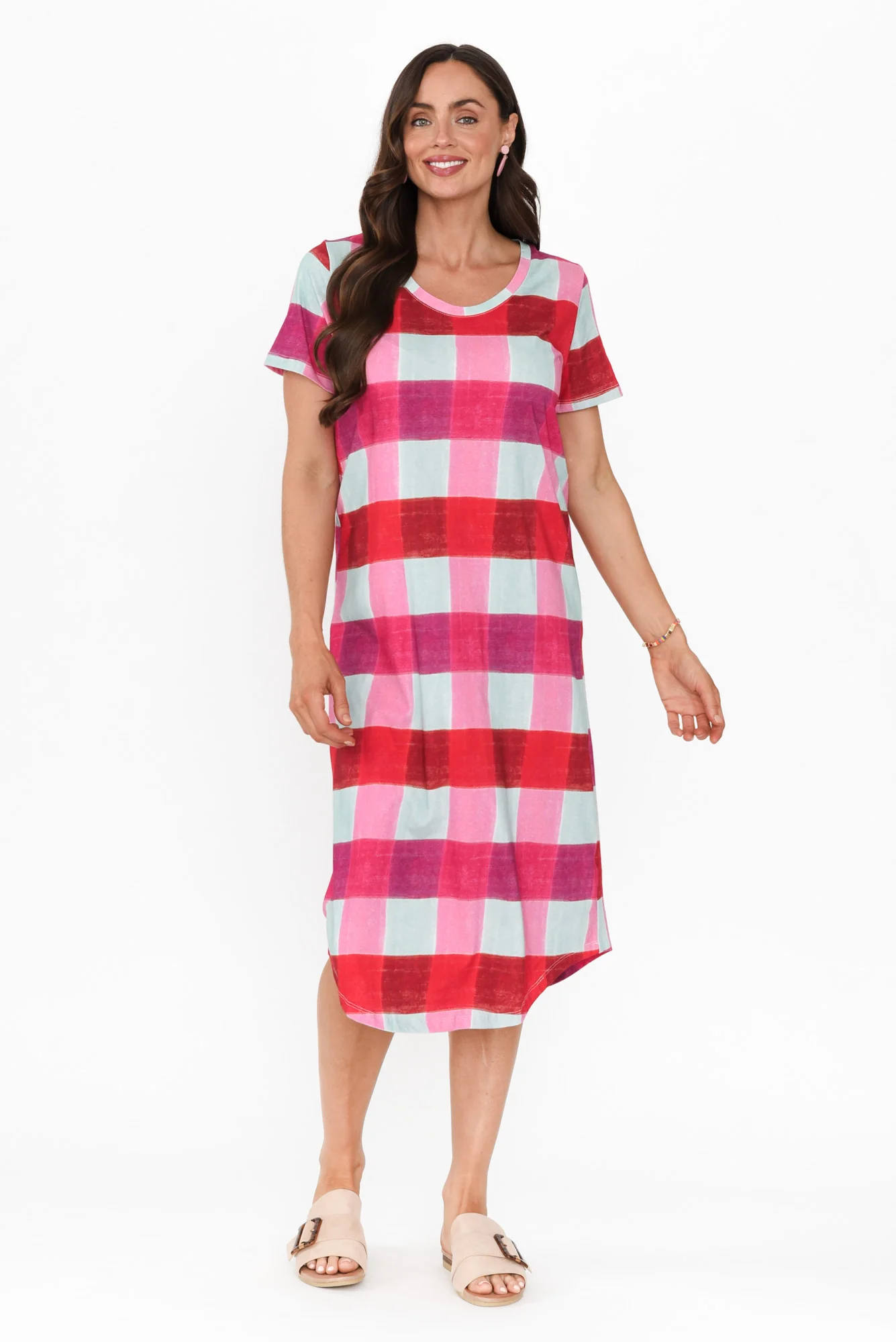 Monaco Pink Check Cotton Dress