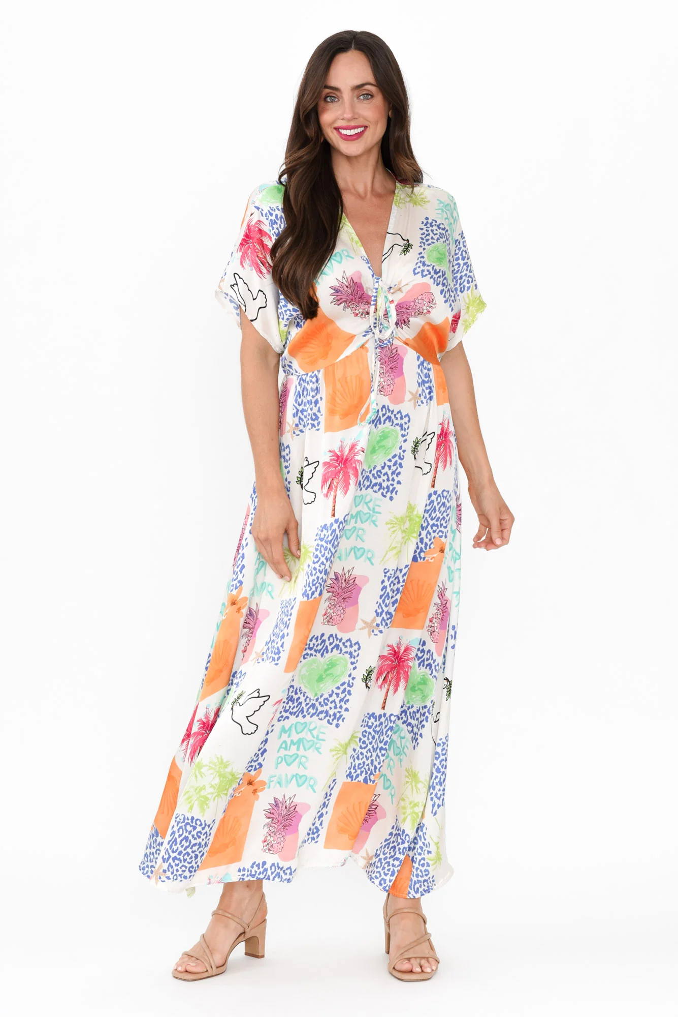 Rosina White Jungle Tie Dress