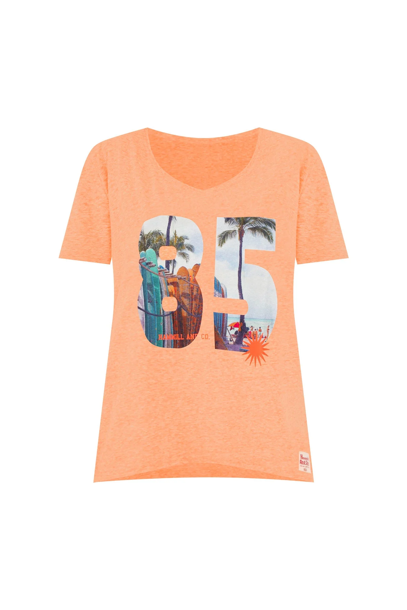 Anisha Orange Palm Cotton Blend Tee
