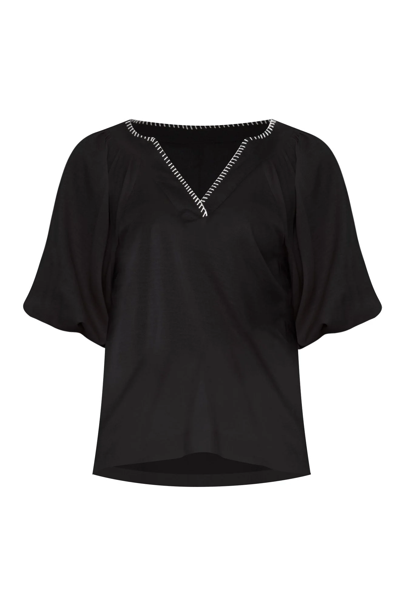 Showcase Black Contrast Stitch Top